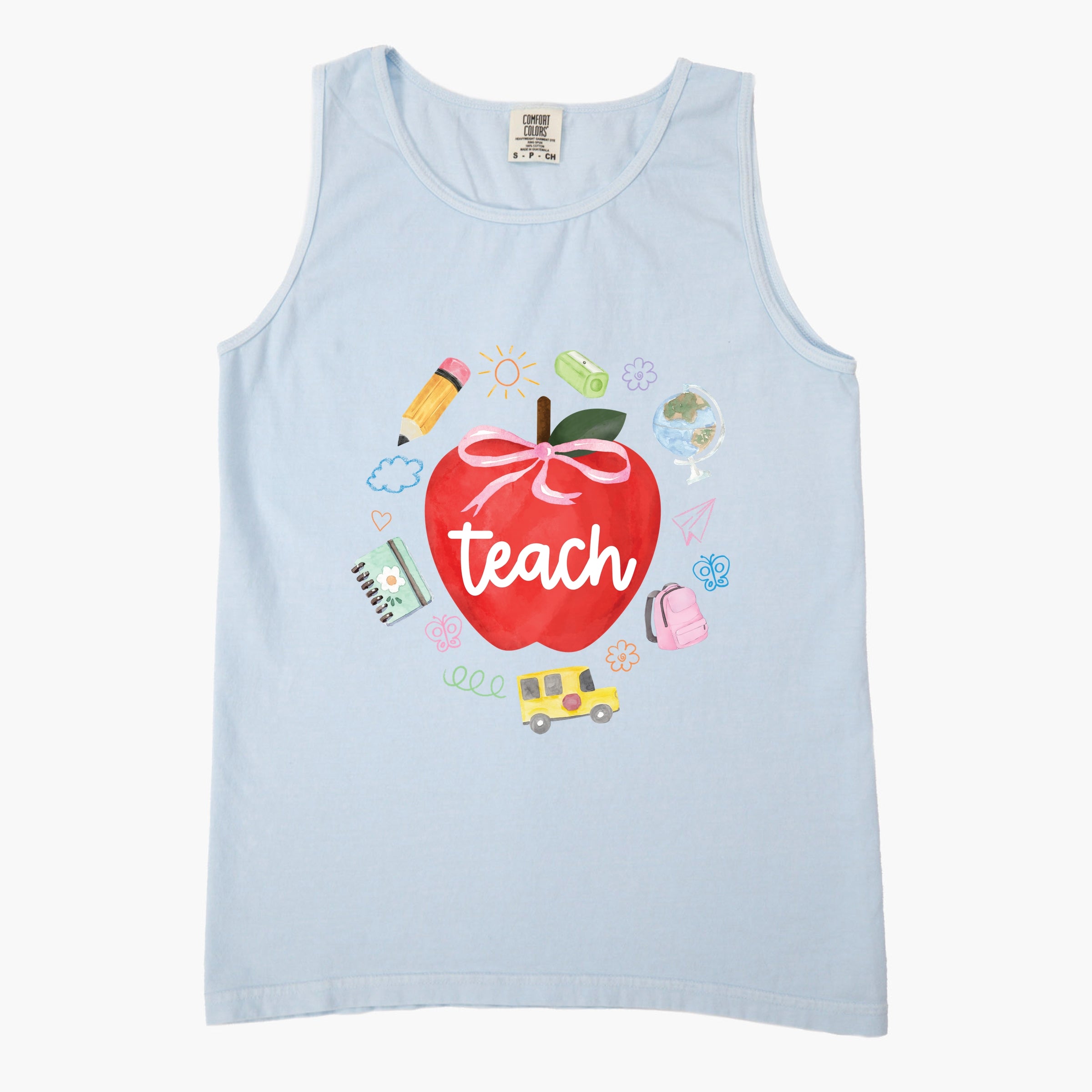 Teach Apple Watercolor - Garment Dyed Tank