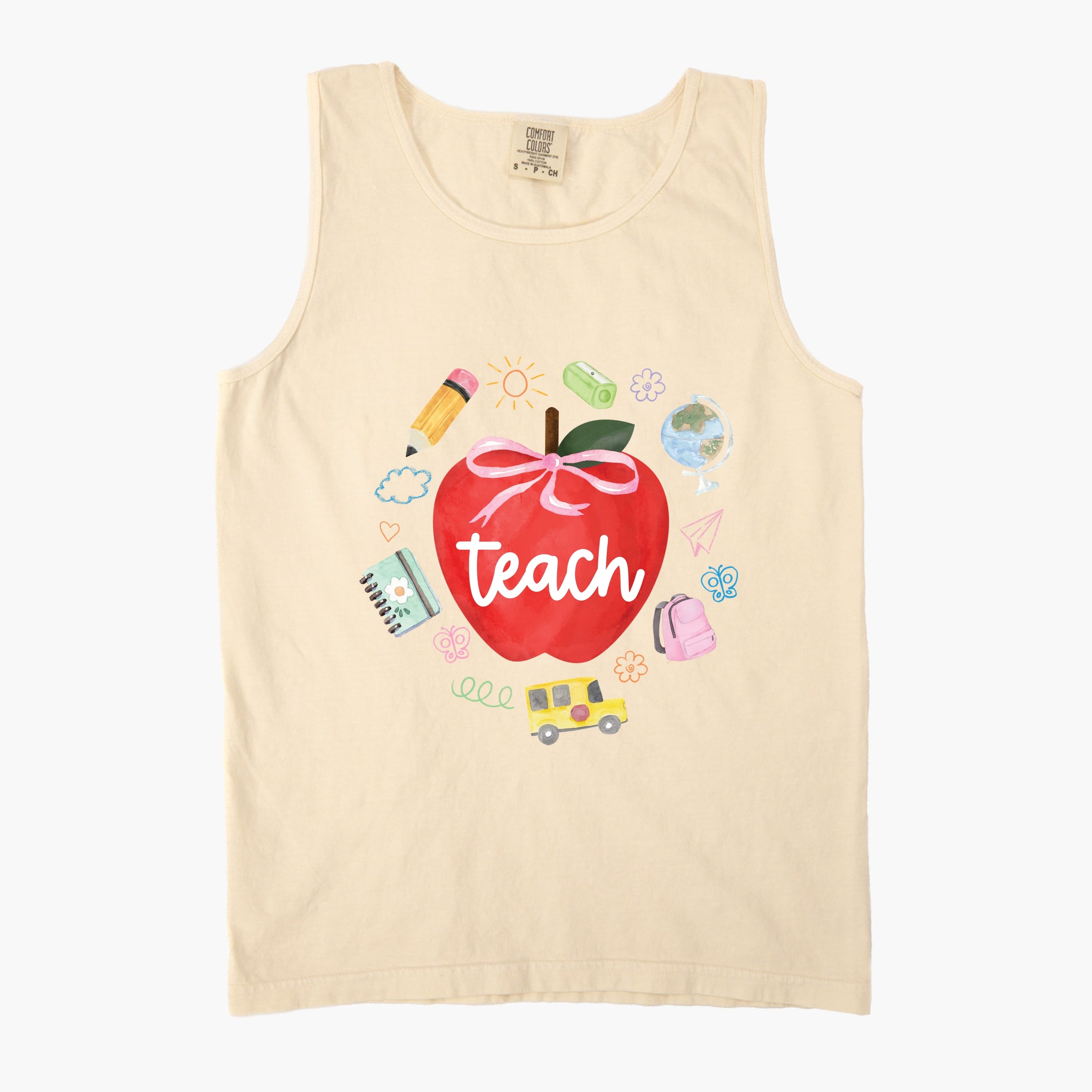 Teach Apple Watercolor - Garment Dyed Tank