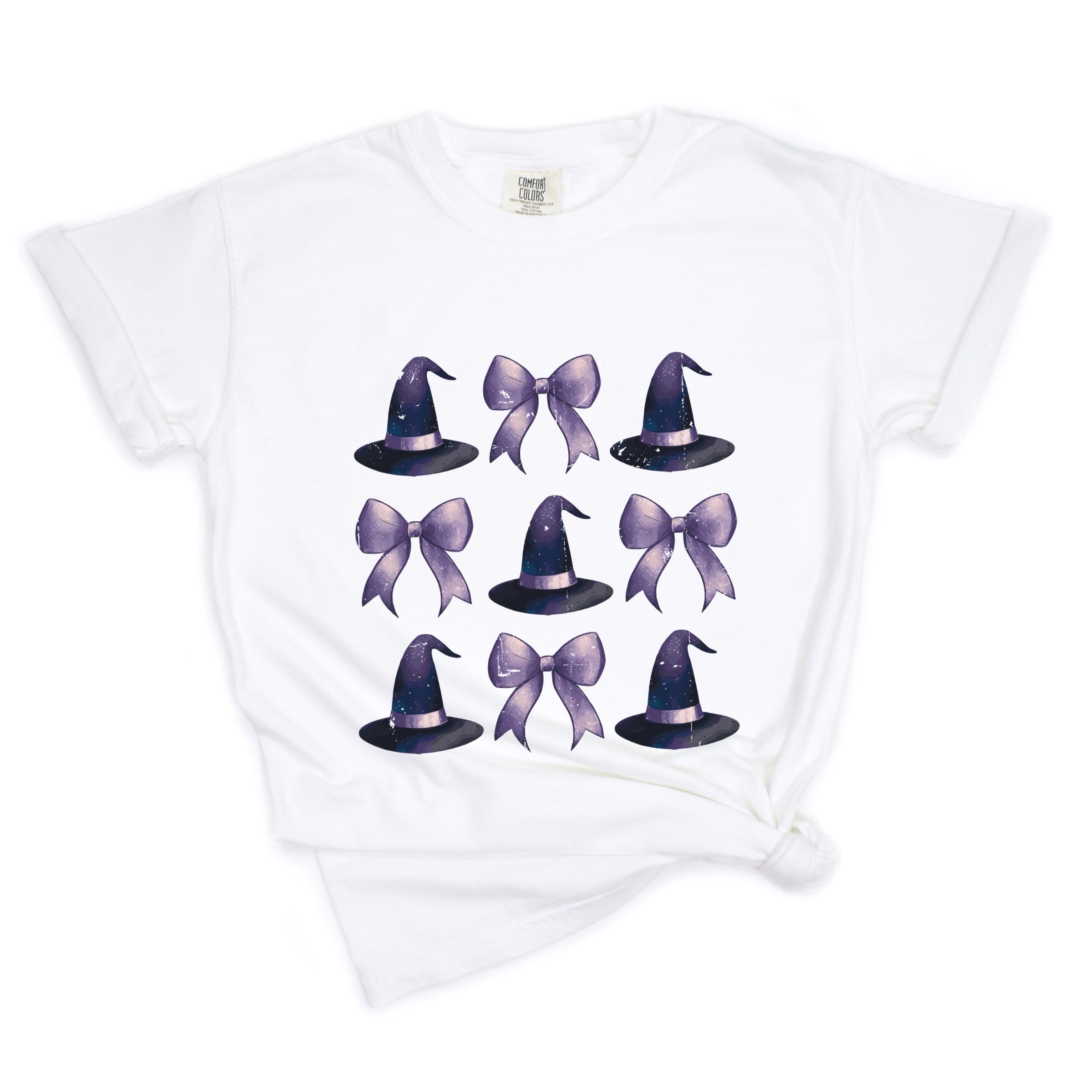 Coquette Witch Hat Collage - Women's Garment Dyed Graphic T-Shirt