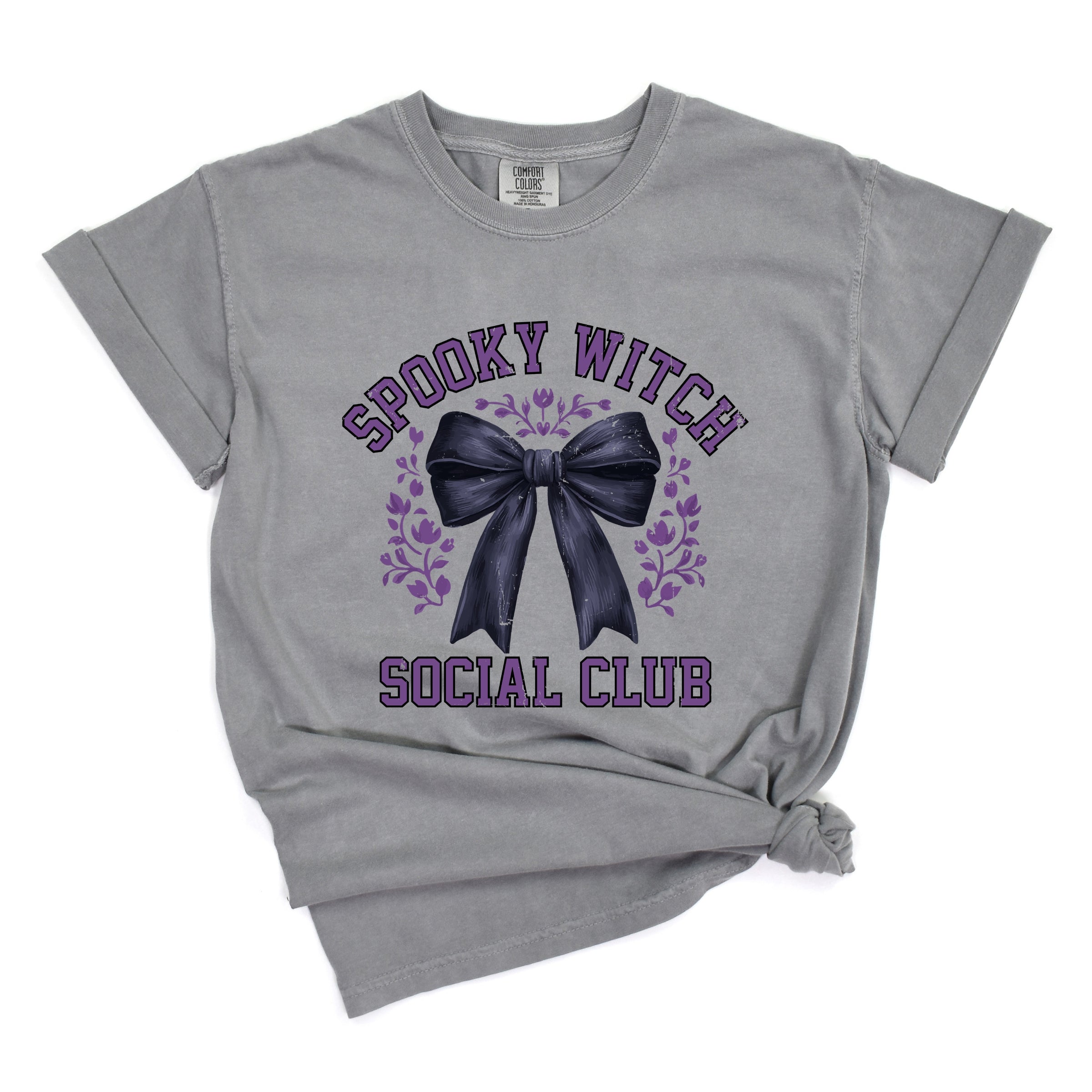 Coquette Spooky Witch Social Club - Women's Garment Dyed Graphic T-Shirt