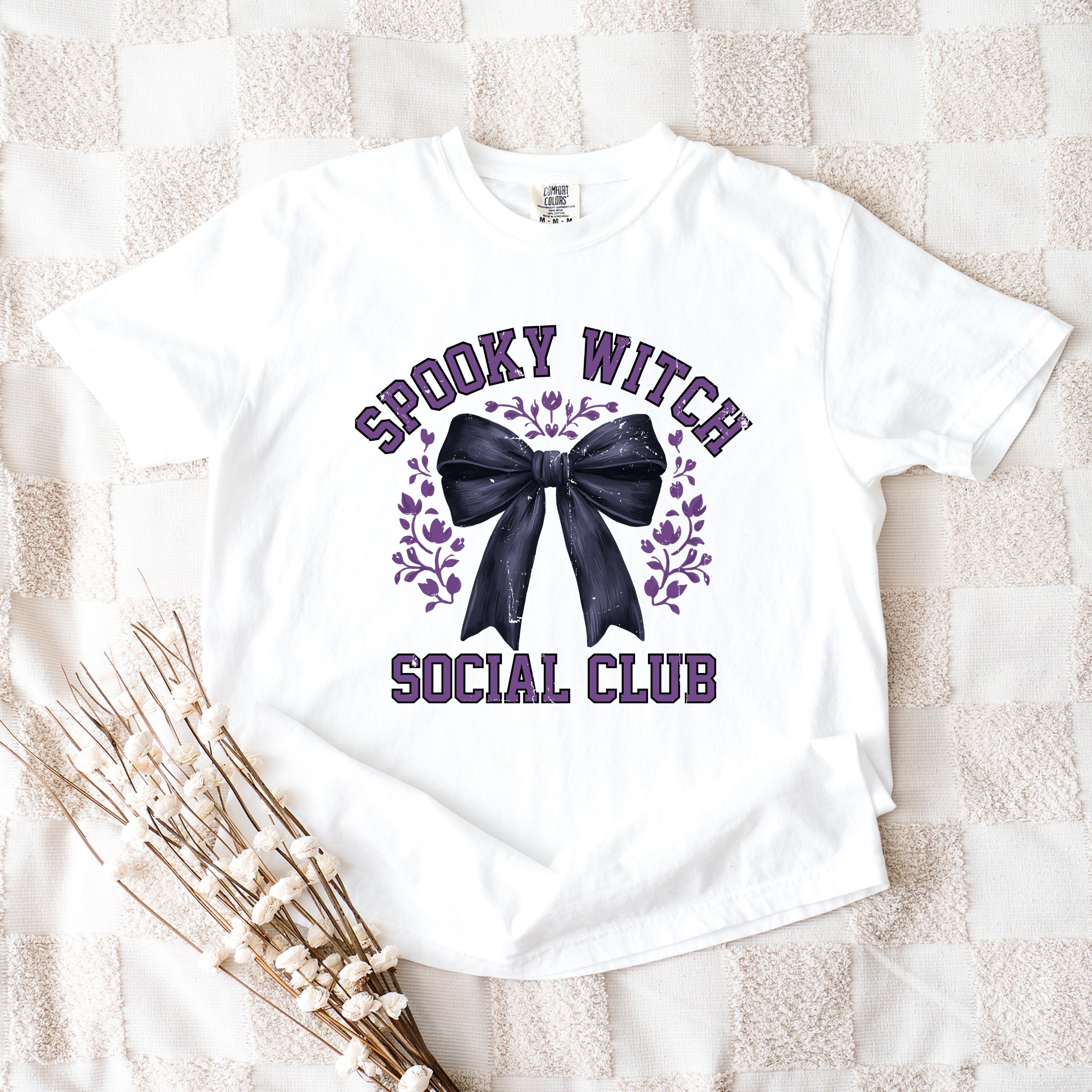 Coquette Spooky Witch Social Club - Women's Garment Dyed Graphic T-Shirt