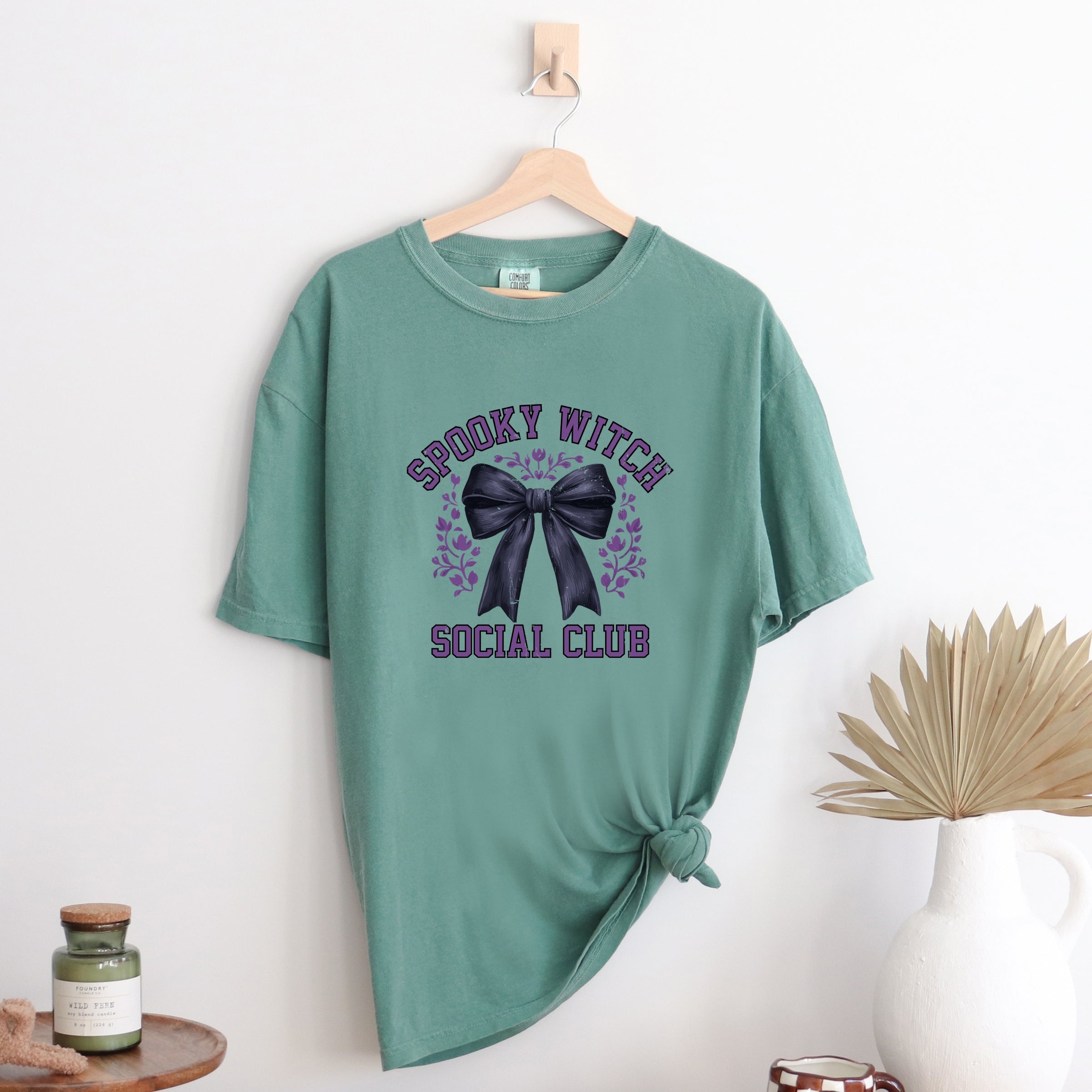 Coquette Spooky Witch Social Club - Women's Garment Dyed Graphic T-Shirt