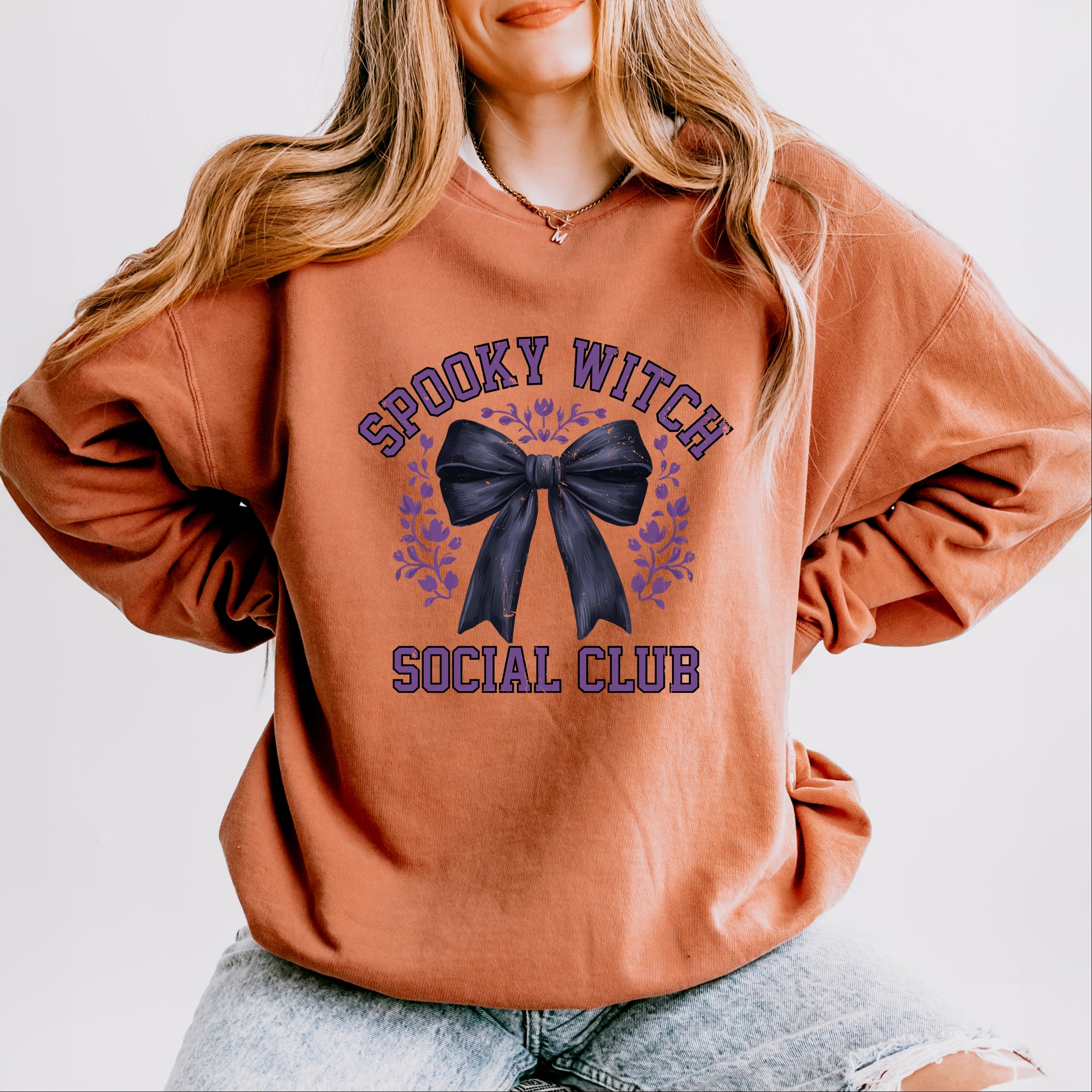 Coquette Spooky Witch Social Club - Women's Lightweight Garment Dyed Sweatshirt