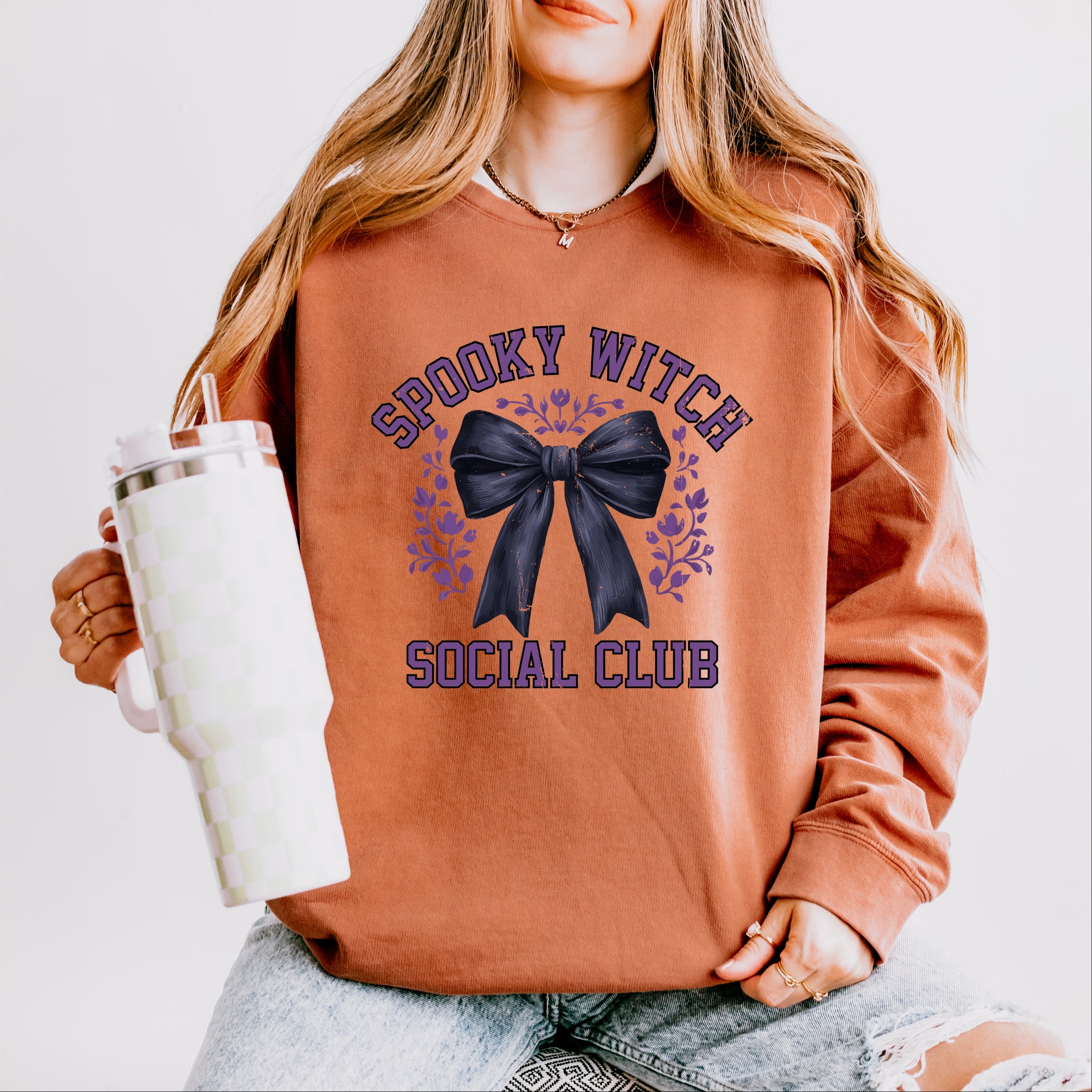 Coquette Spooky Witch Social Club - Women's Lightweight Garment Dyed Sweatshirt
