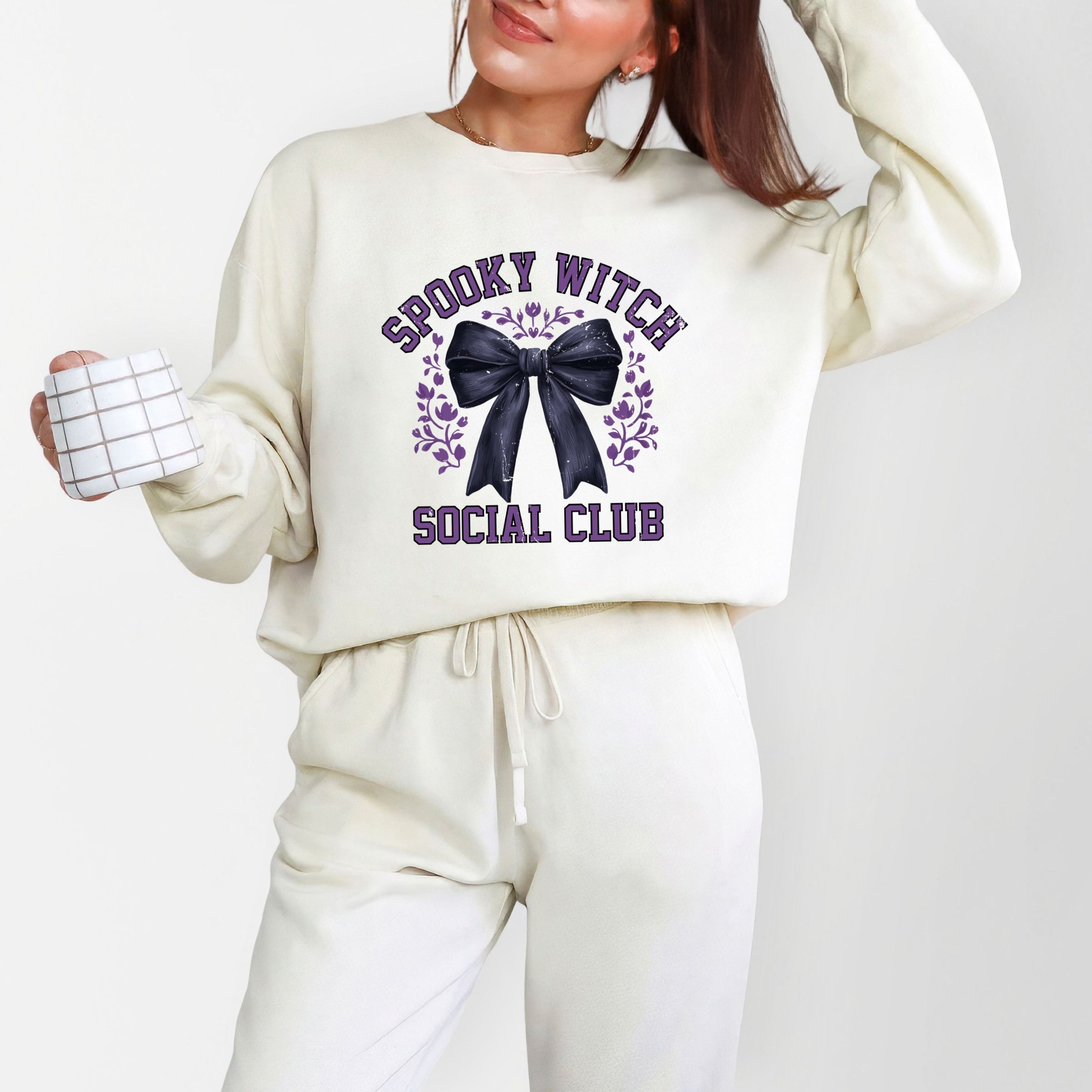 Coquette Spooky Witch Social Club - Women's Lightweight Garment Dyed Sweatshirt