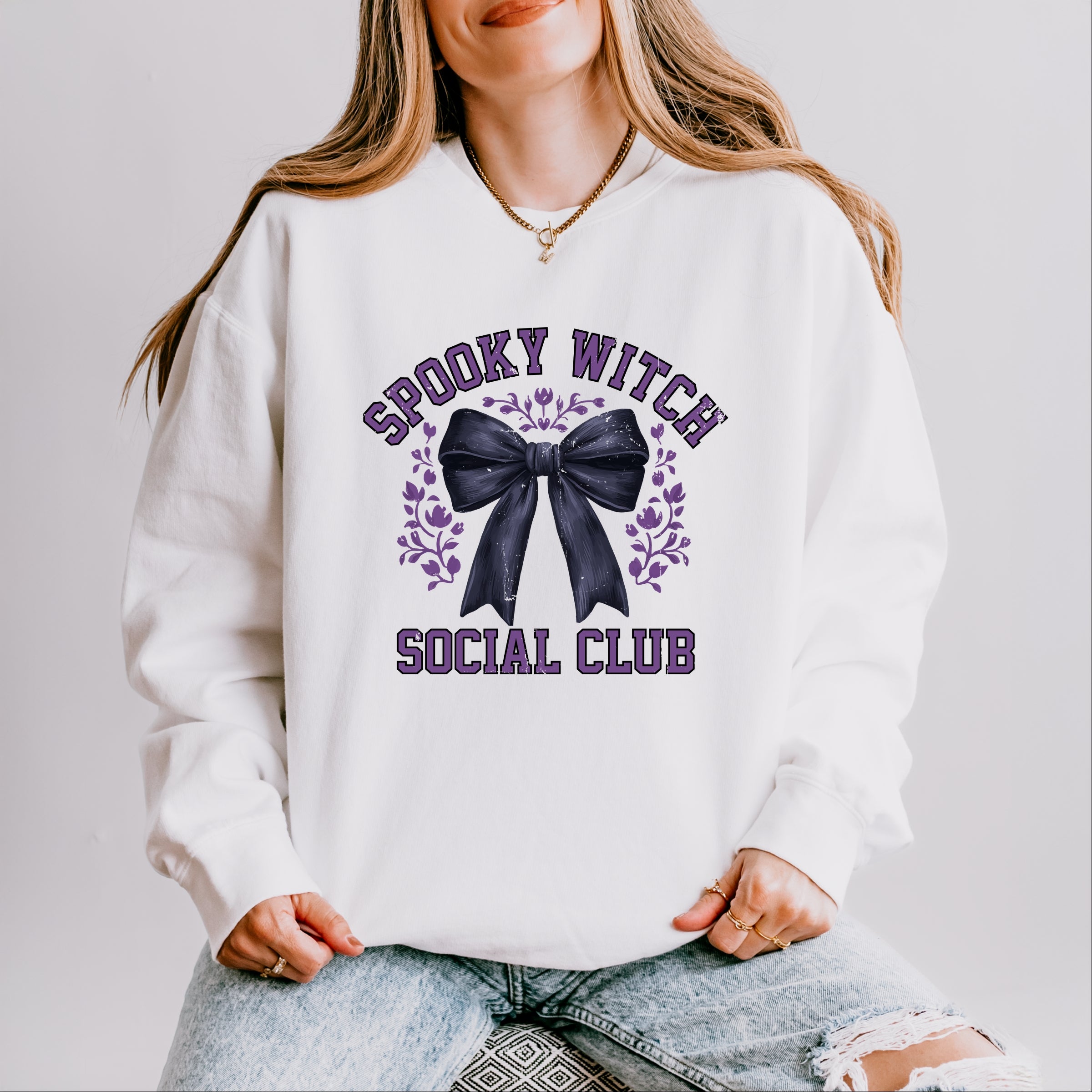 Coquette Spooky Witch Social Club - Women's Lightweight Garment Dyed Sweatshirt