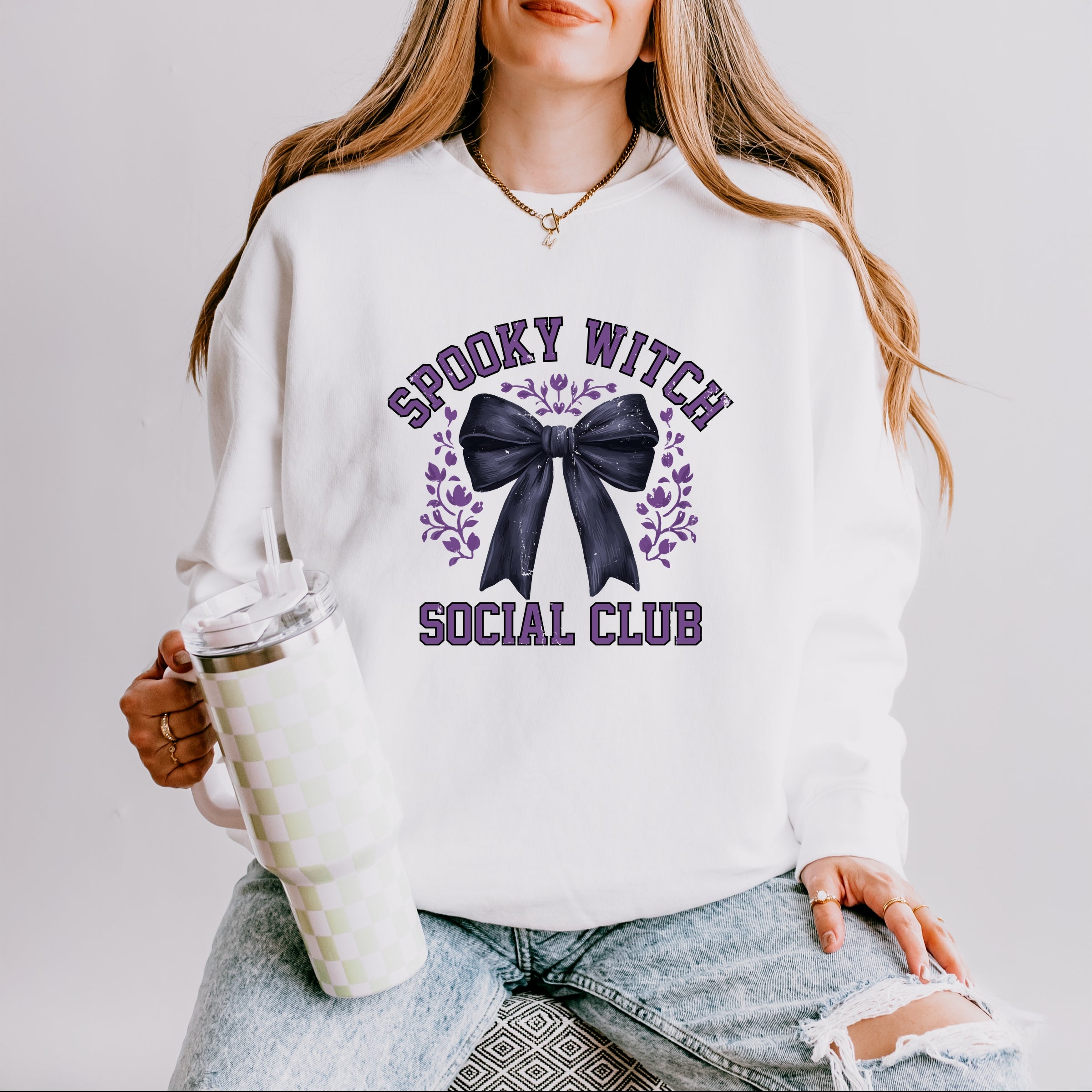 Coquette Spooky Witch Social Club - Women's Lightweight Garment Dyed Sweatshirt