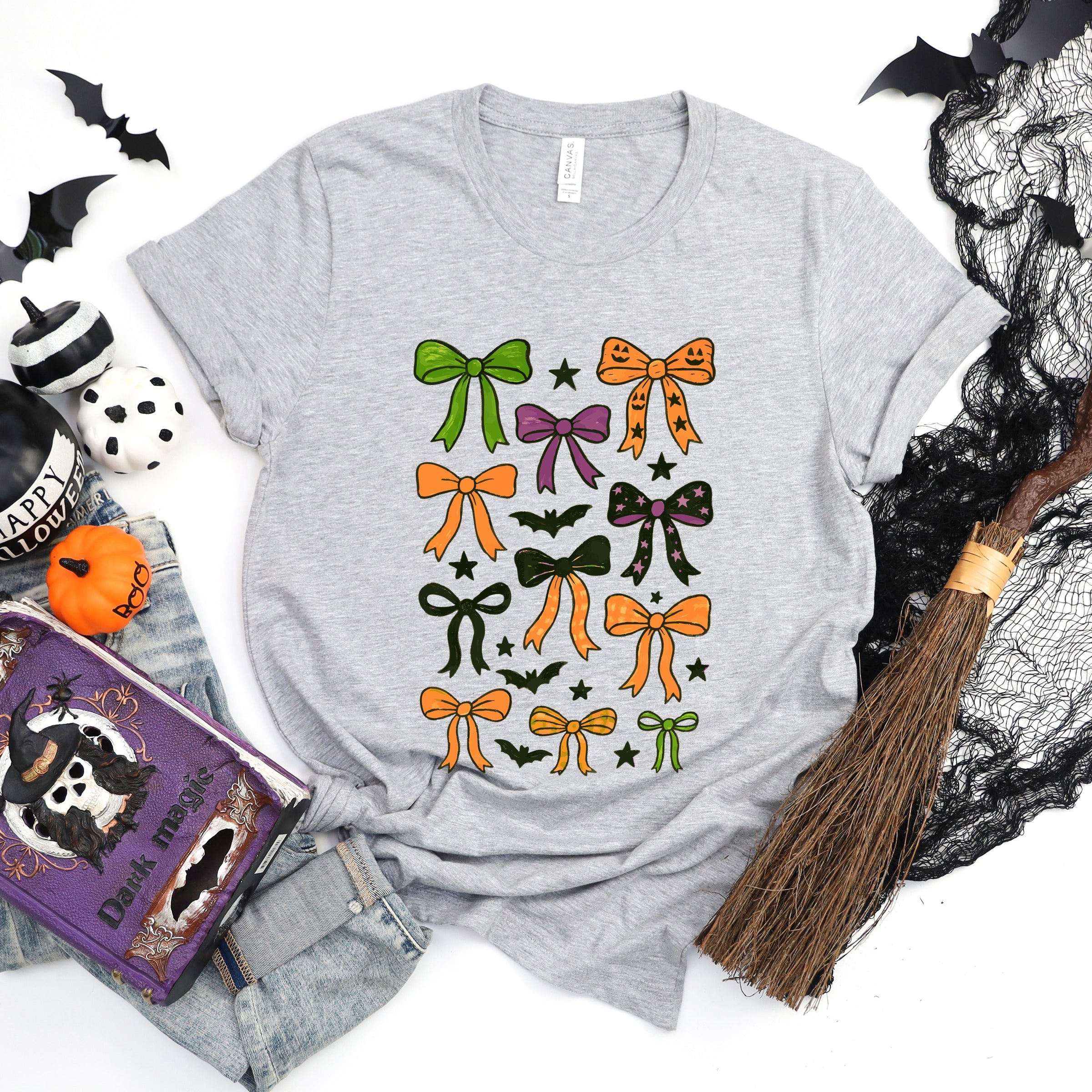 Coquette Colorful Halloween Bows - Women's Short Sleeve Graphic T-Shirt