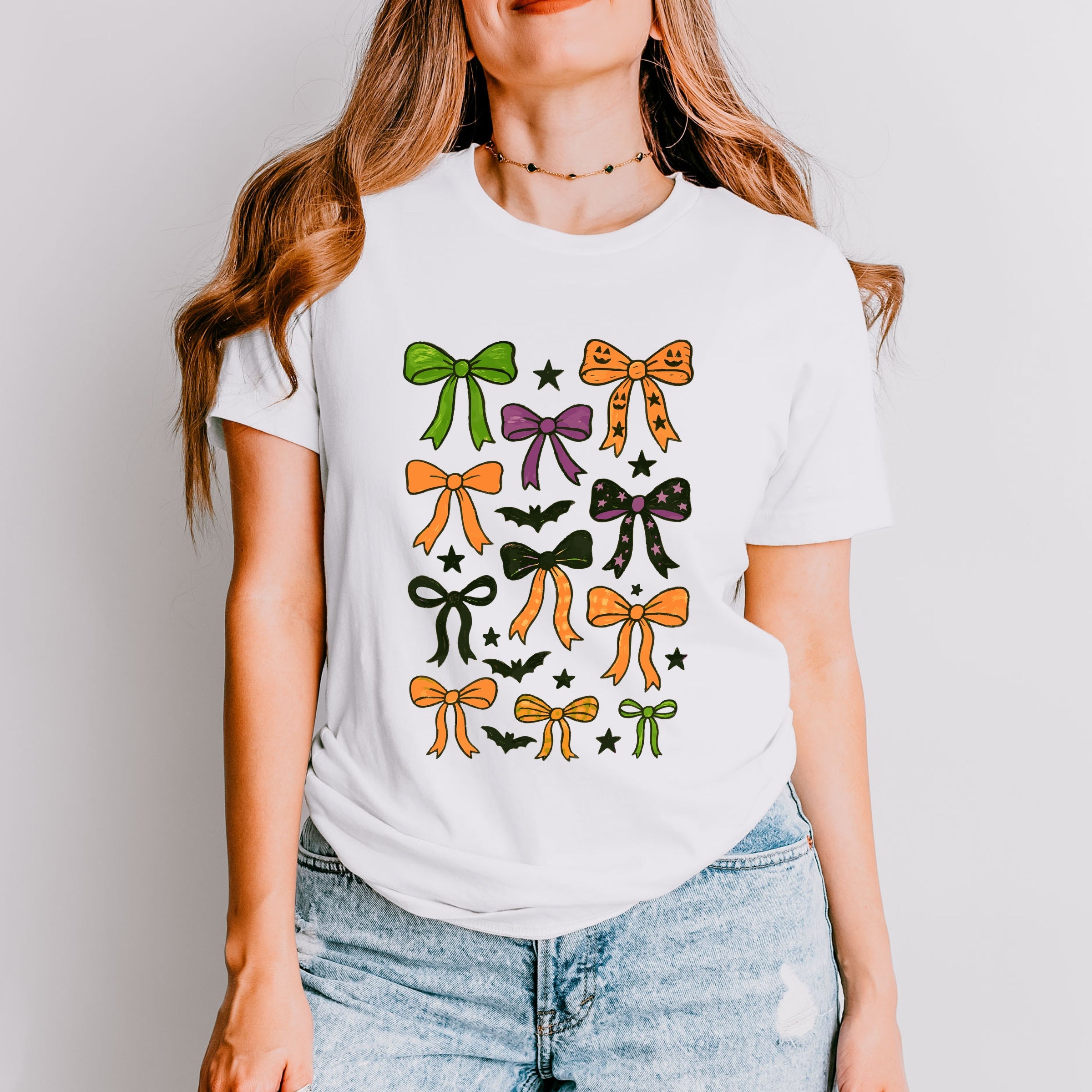 Coquette Colorful Halloween Bows - Women's Short Sleeve Graphic T-Shirt