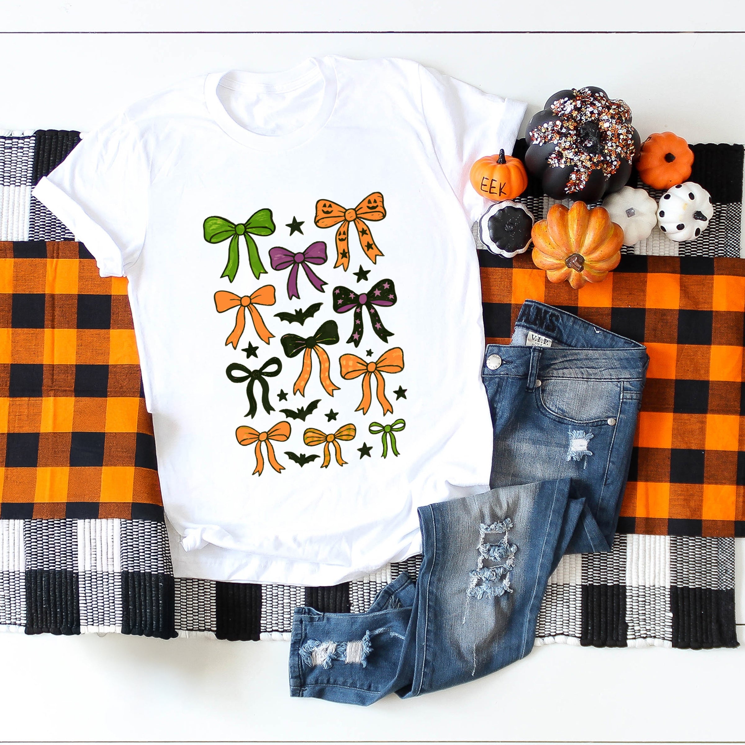 Coquette Colorful Halloween Bows - Women's Short Sleeve Graphic T-Shirt