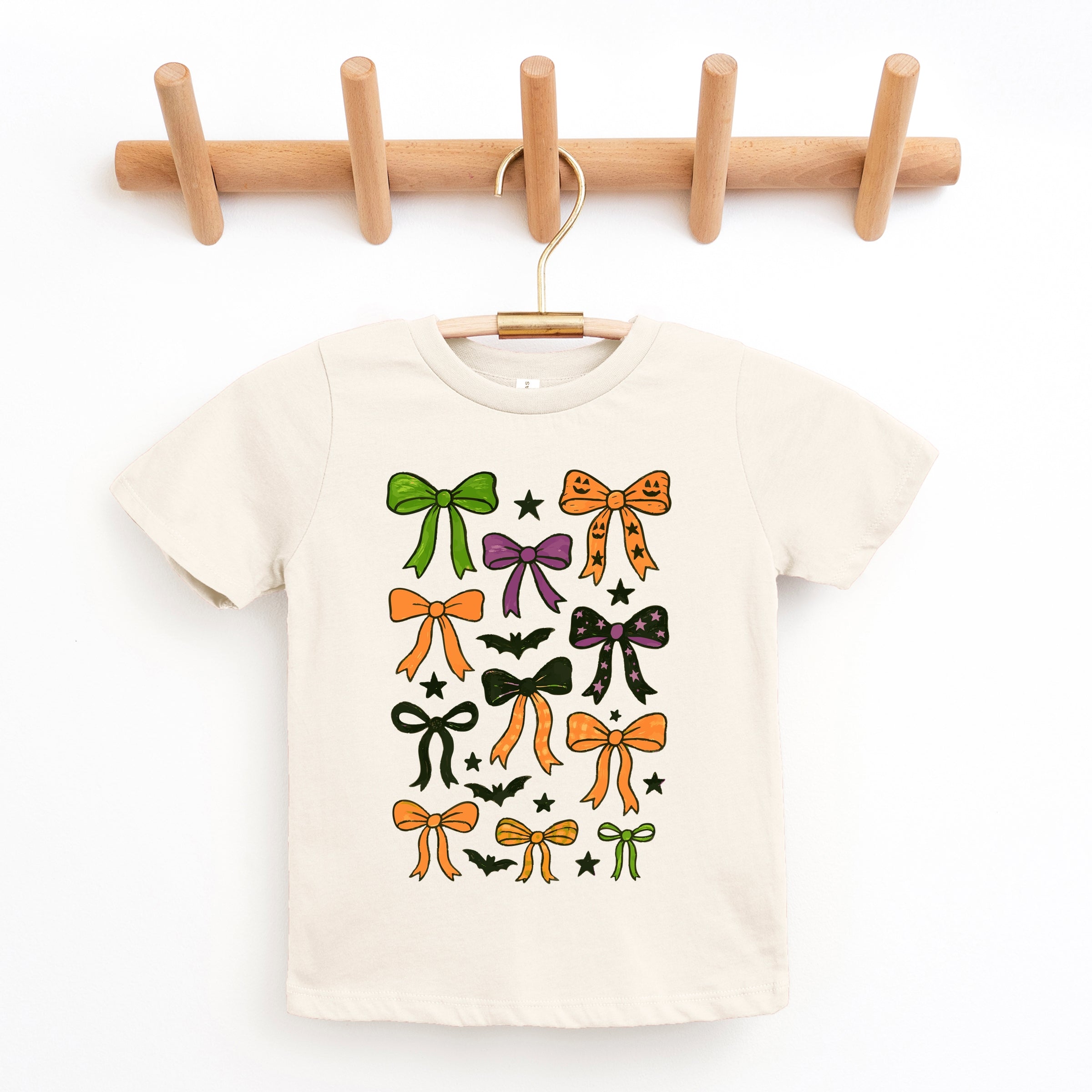 Coquette Colorful Halloween Bows - Youth Short Sleeve Graphic T-Shirt and Toddler Short Sleeve Graphic T-Shirt