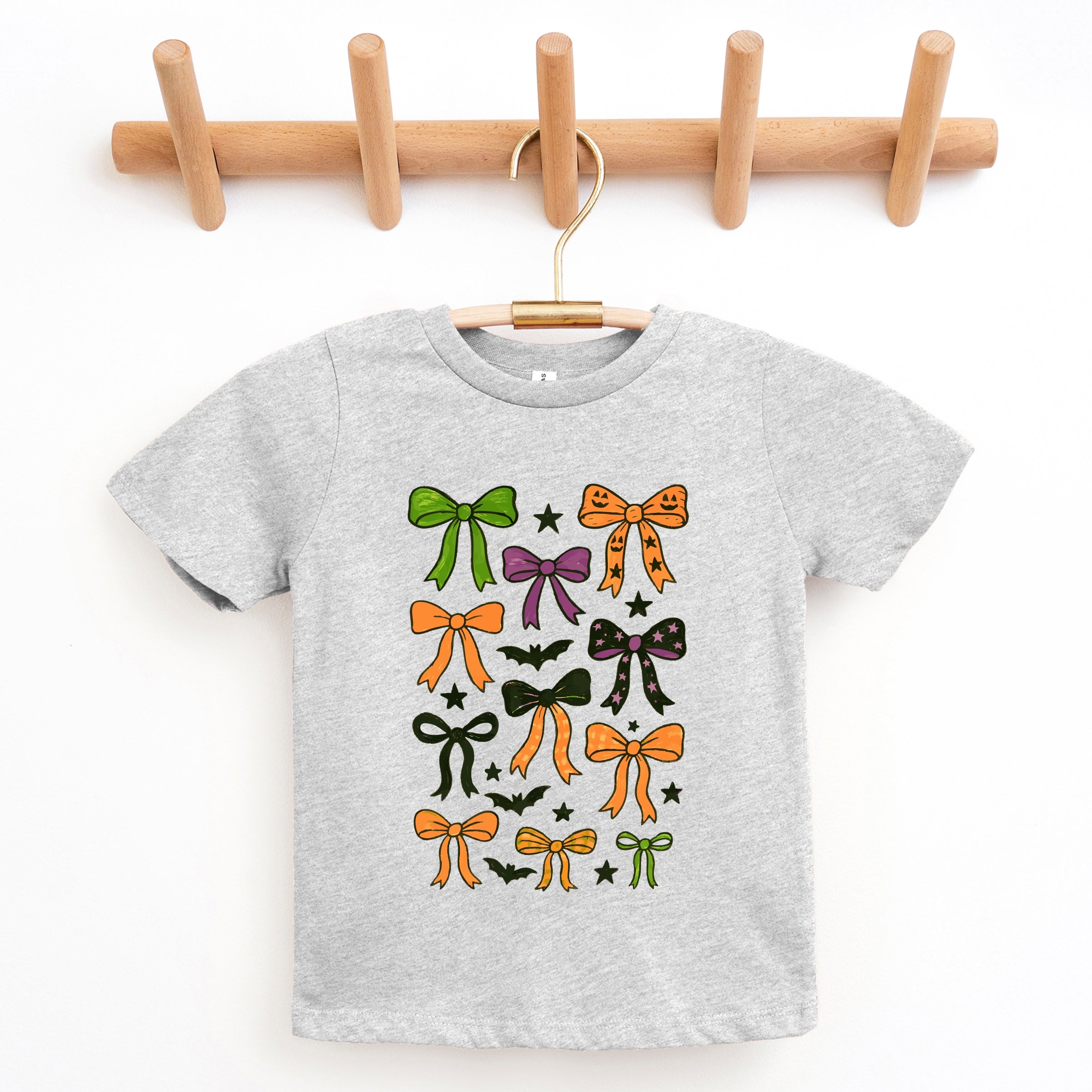 Coquette Colorful Halloween Bows - Youth Short Sleeve Graphic T-Shirt and Toddler Short Sleeve Graphic T-Shirt