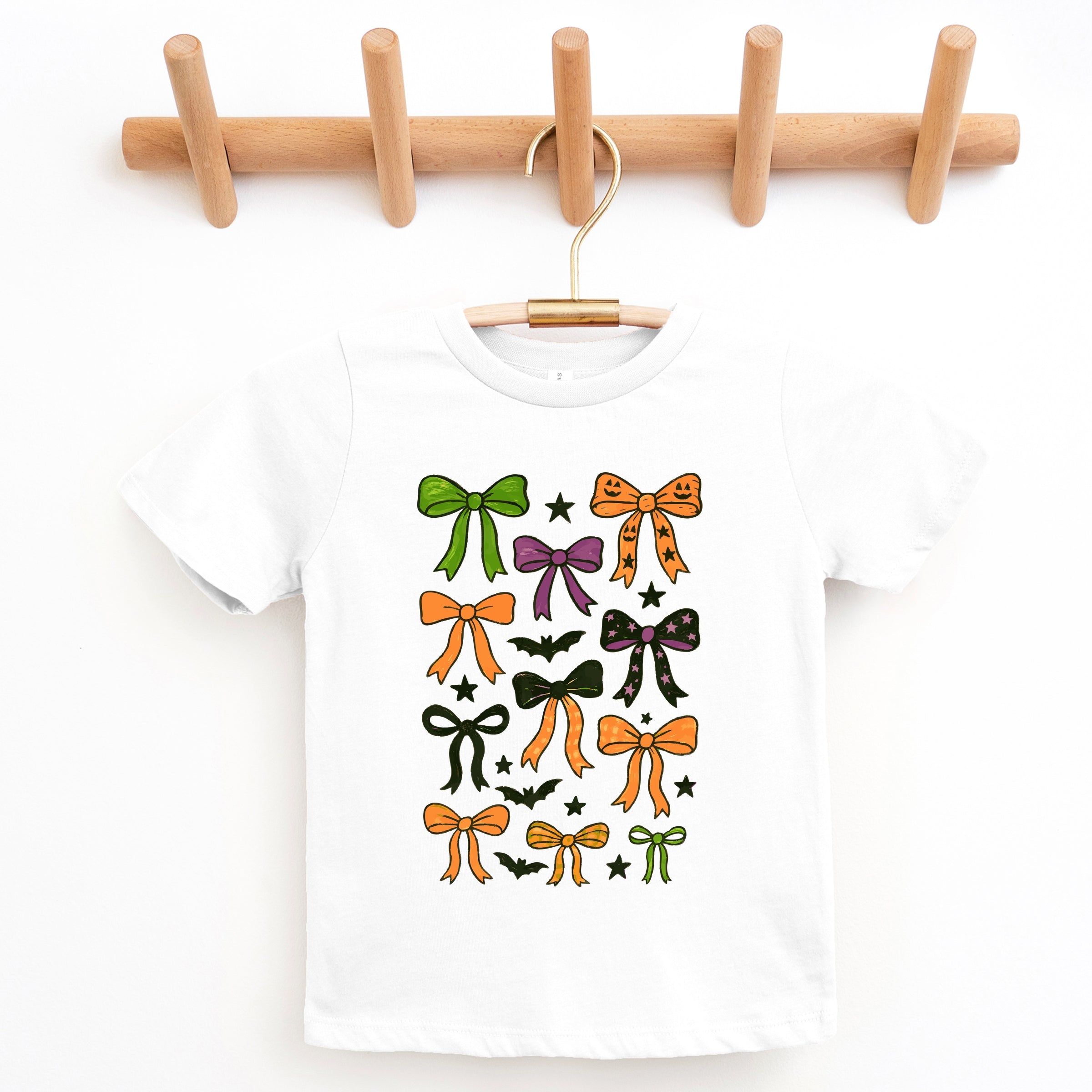 Coquette Colorful Halloween Bows - Youth Short Sleeve Graphic T-Shirt and Toddler Short Sleeve Graphic T-Shirt