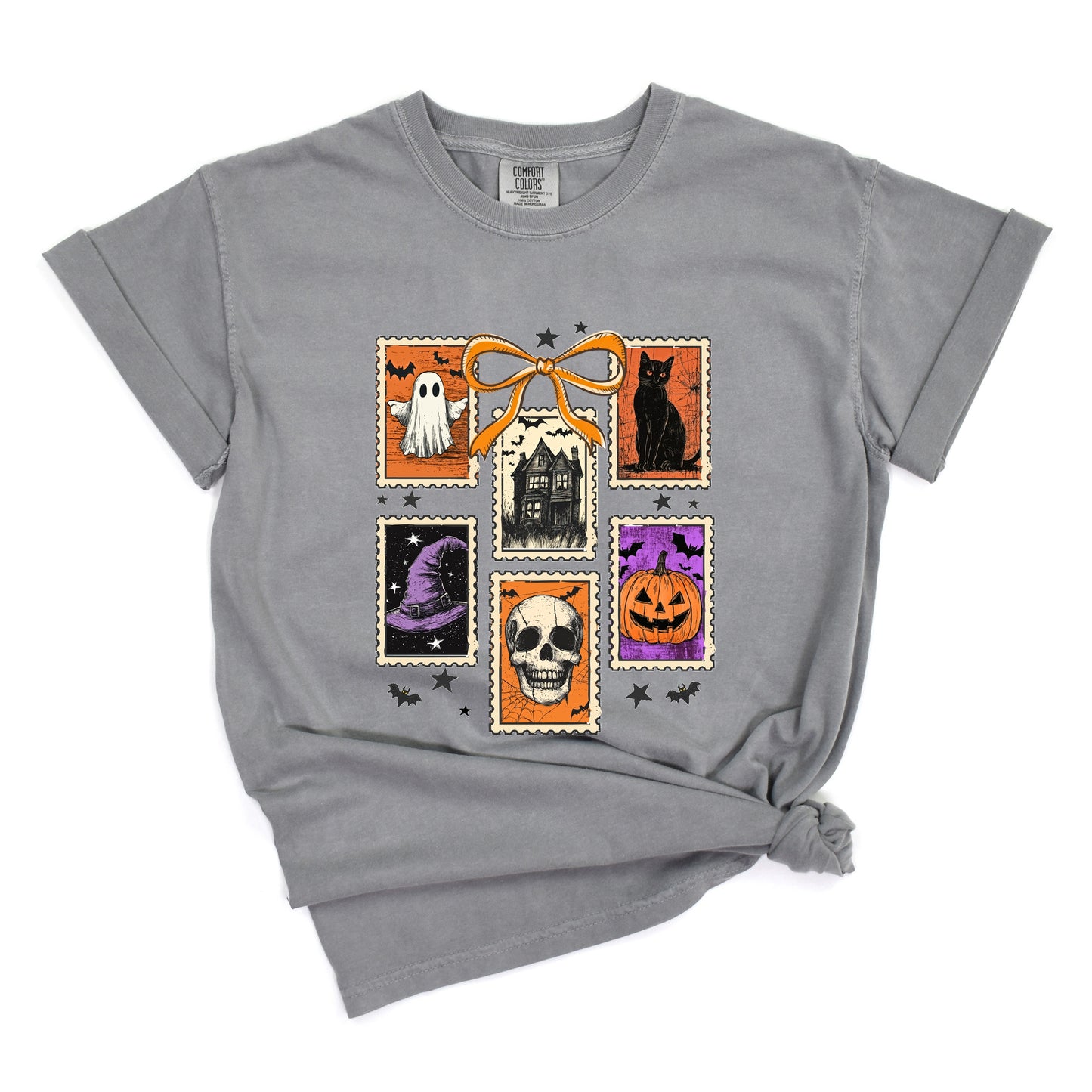 Coquette Halloween Stamps - Women's Garment Dyed Graphic T-Shirt