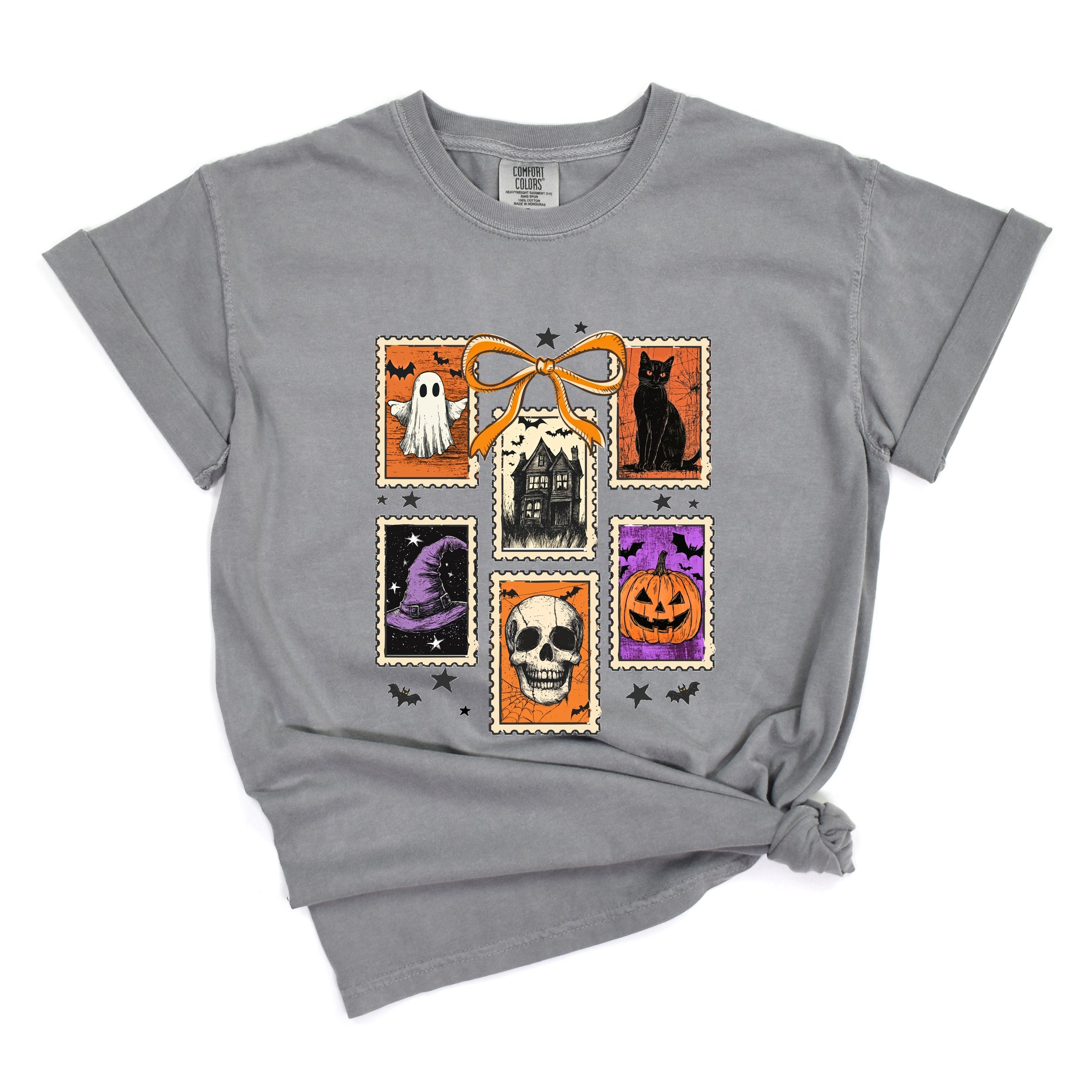 Coquette Halloween Stamps - Women's Garment Dyed Graphic T-Shirt