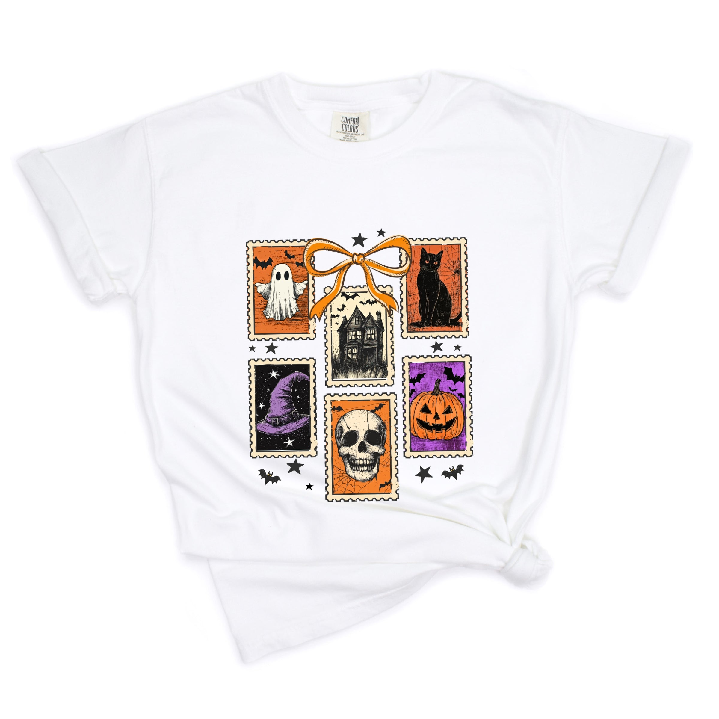 Coquette Halloween Stamps - Women's Garment Dyed Graphic T-Shirt