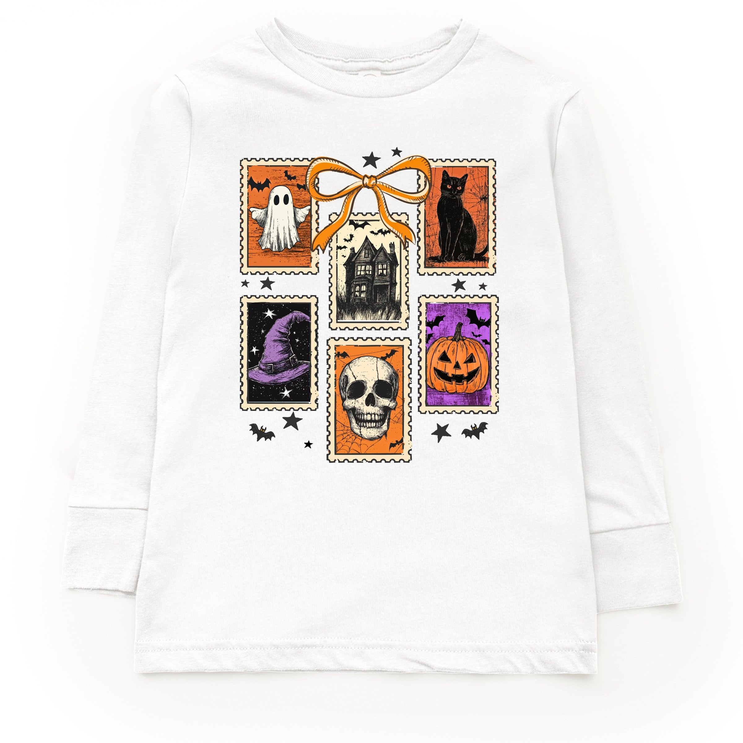 Coquette Halloween Stamps - Toddler Long Sleeve Graphic Tee and Youth Long Sleeve Graphic T-Shirt