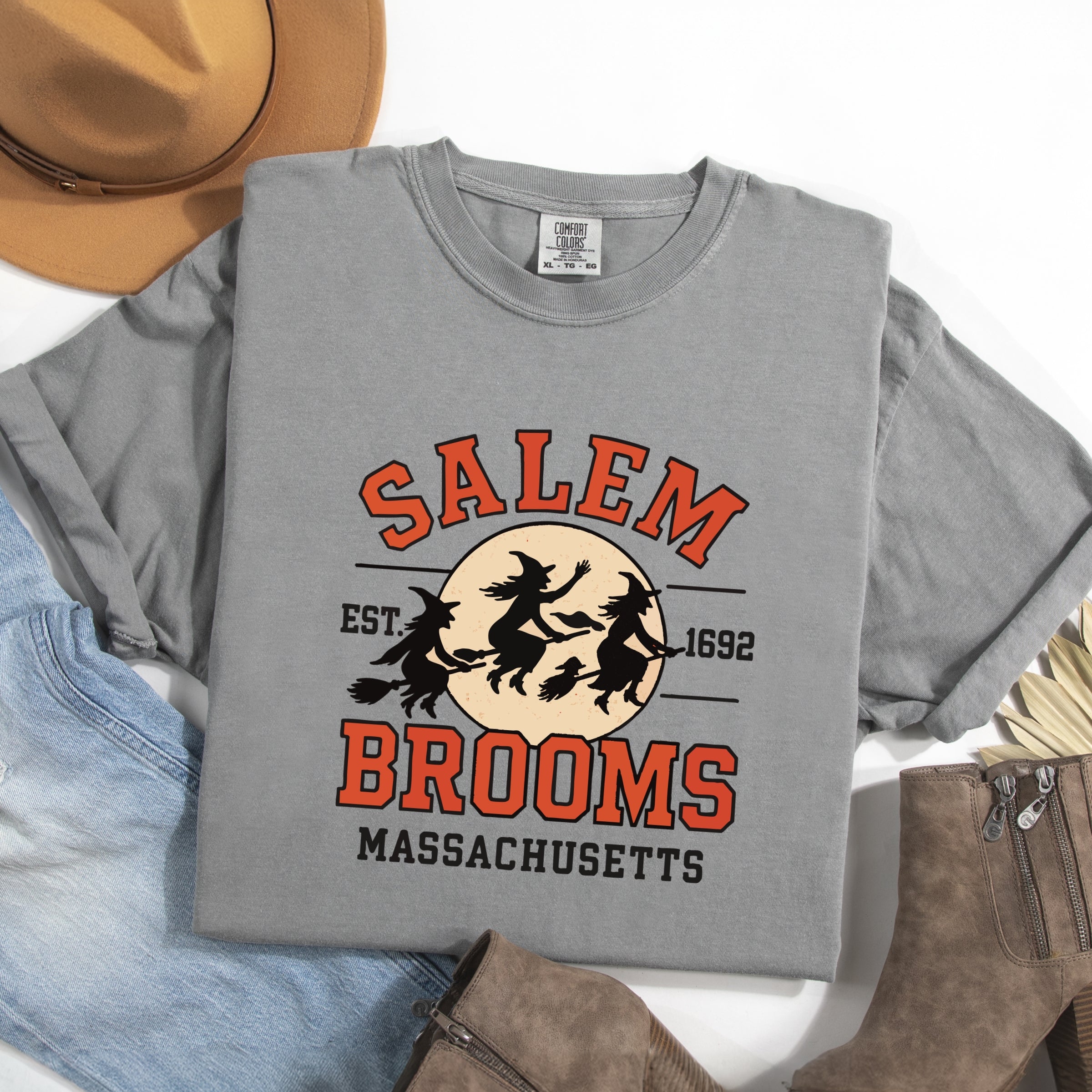 Salem Brooms Massachusetts - Women's Garment Dyed Graphic T-Shirt