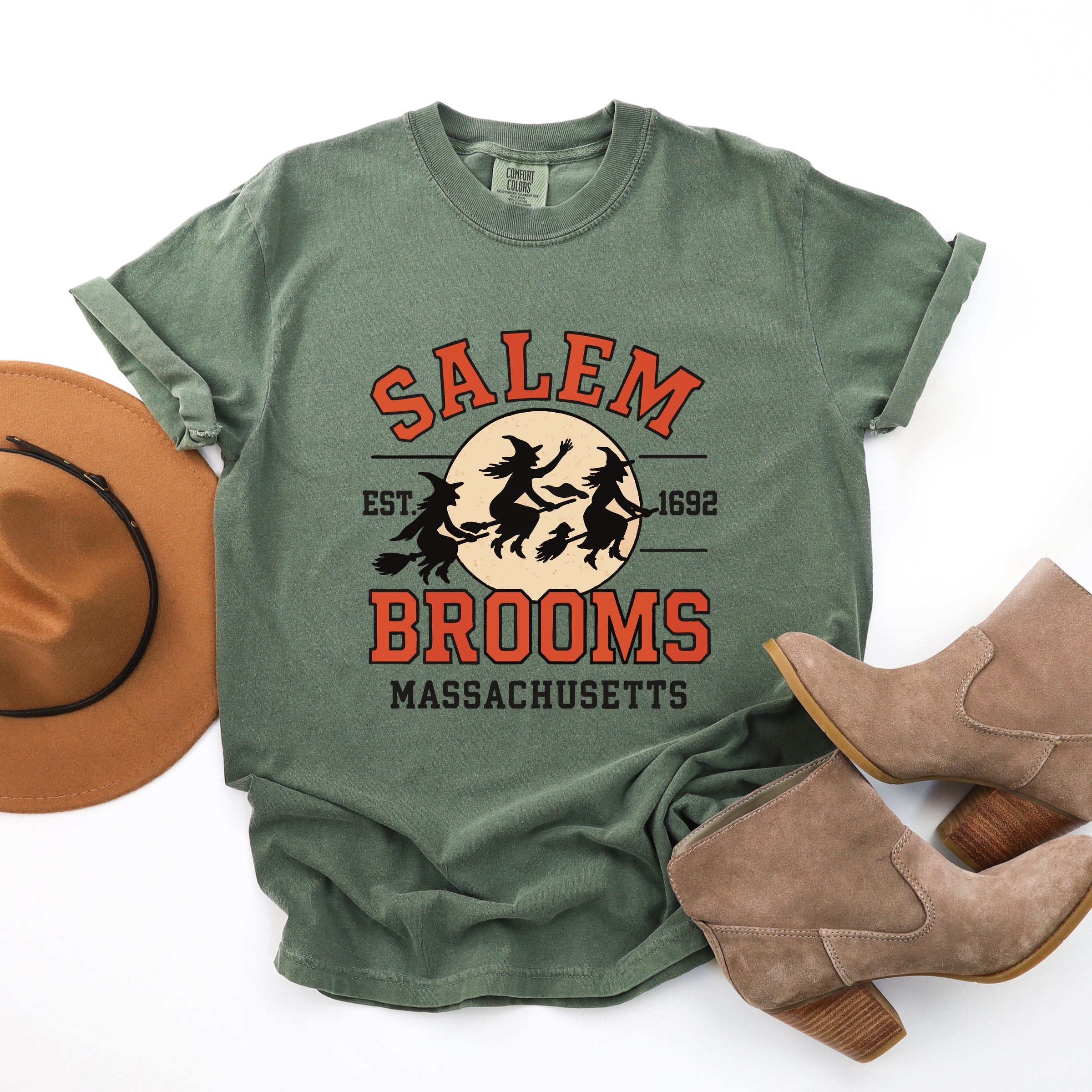 Salem Brooms Massachusetts - Women's Garment Dyed Graphic T-Shirt