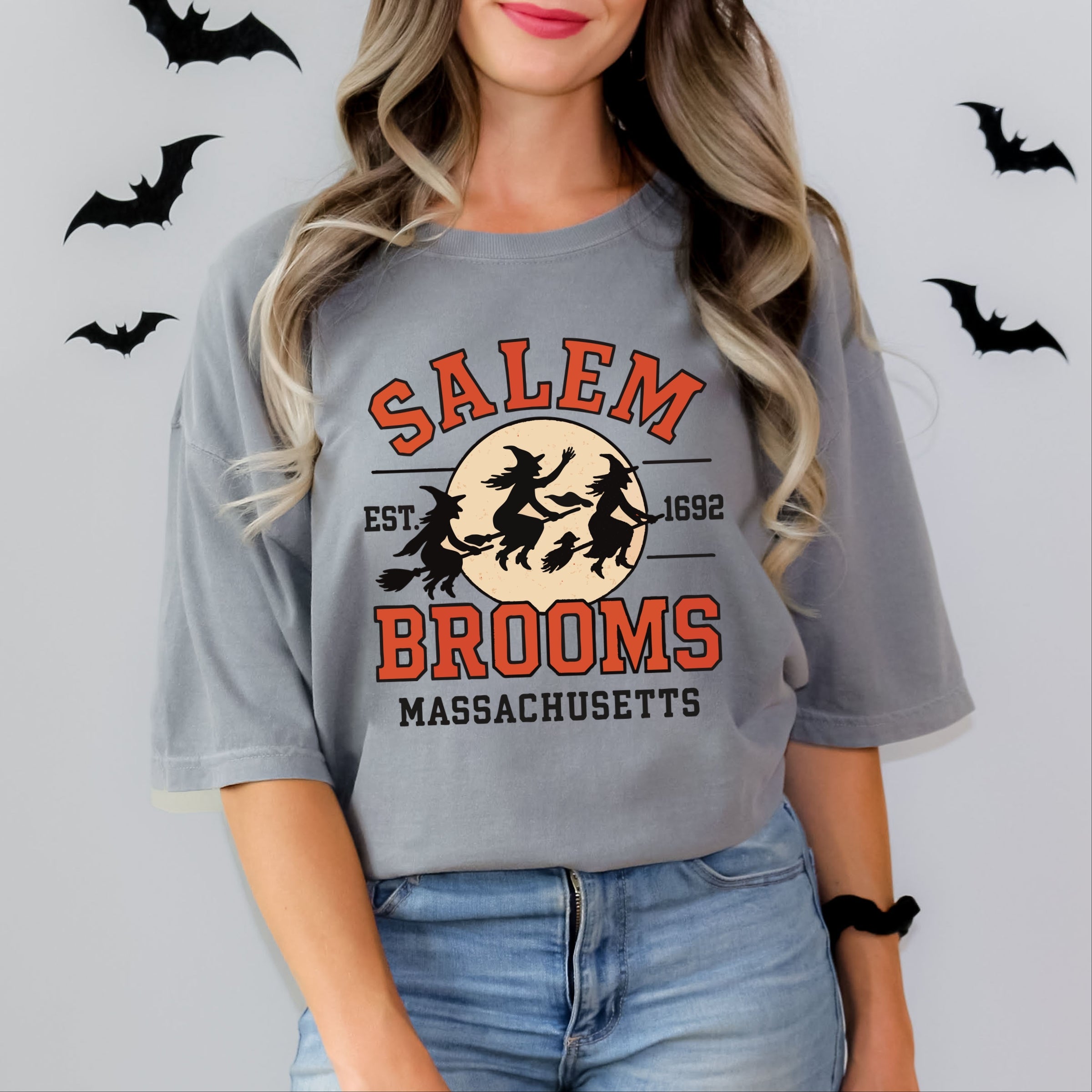 Salem Brooms Massachusetts - Women's Garment Dyed Graphic T-Shirt