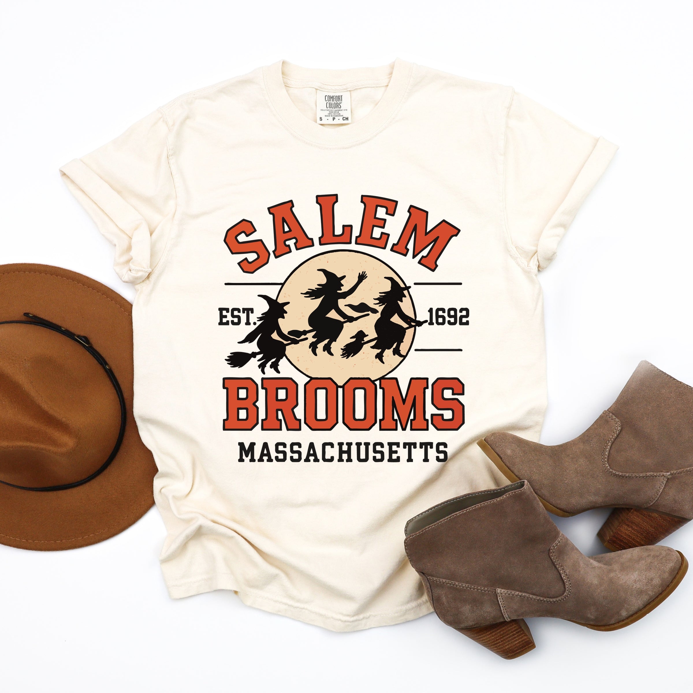 Salem Brooms Massachusetts - Women's Garment Dyed Graphic T-Shirt