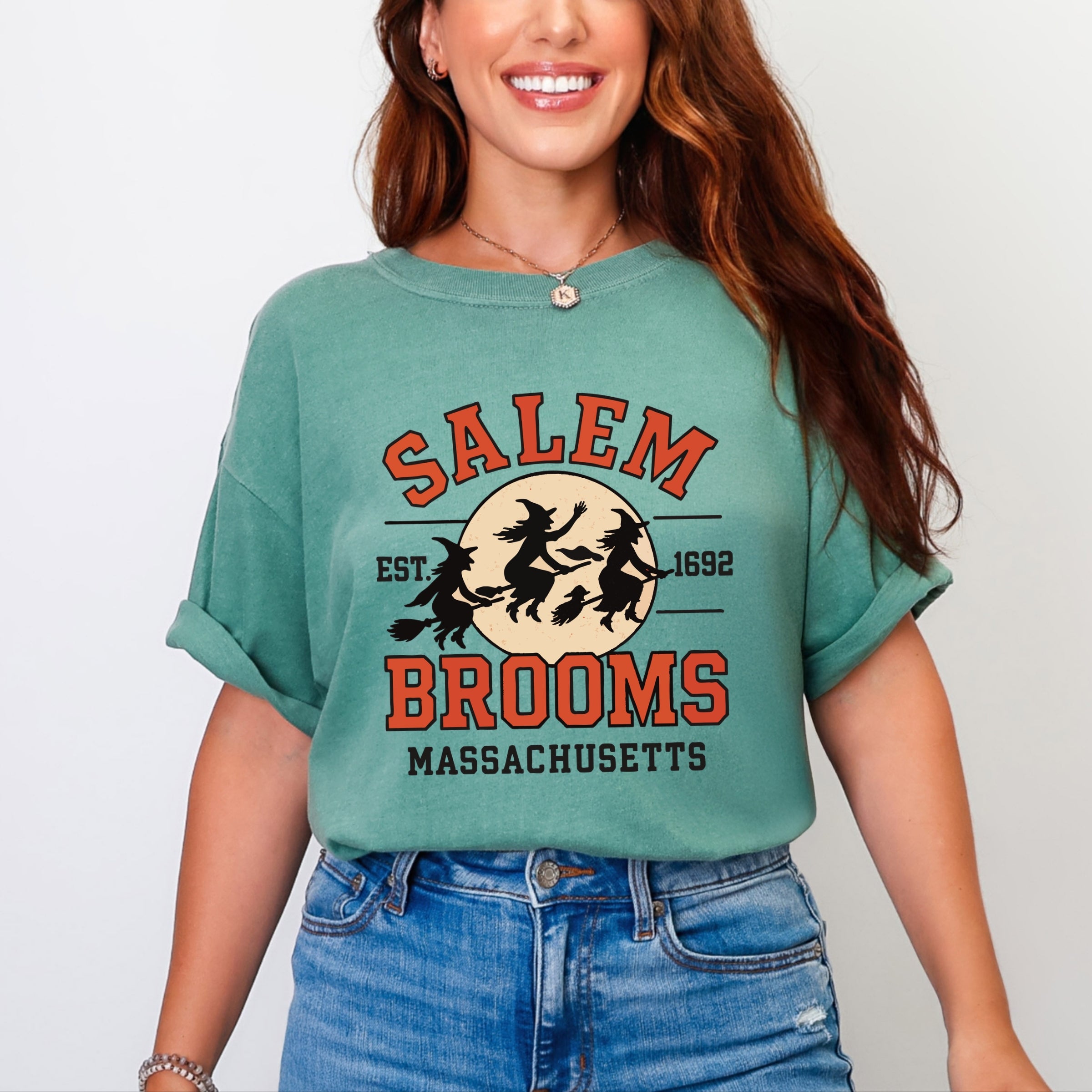 Salem Brooms Massachusetts - Women's Garment Dyed Graphic T-Shirt