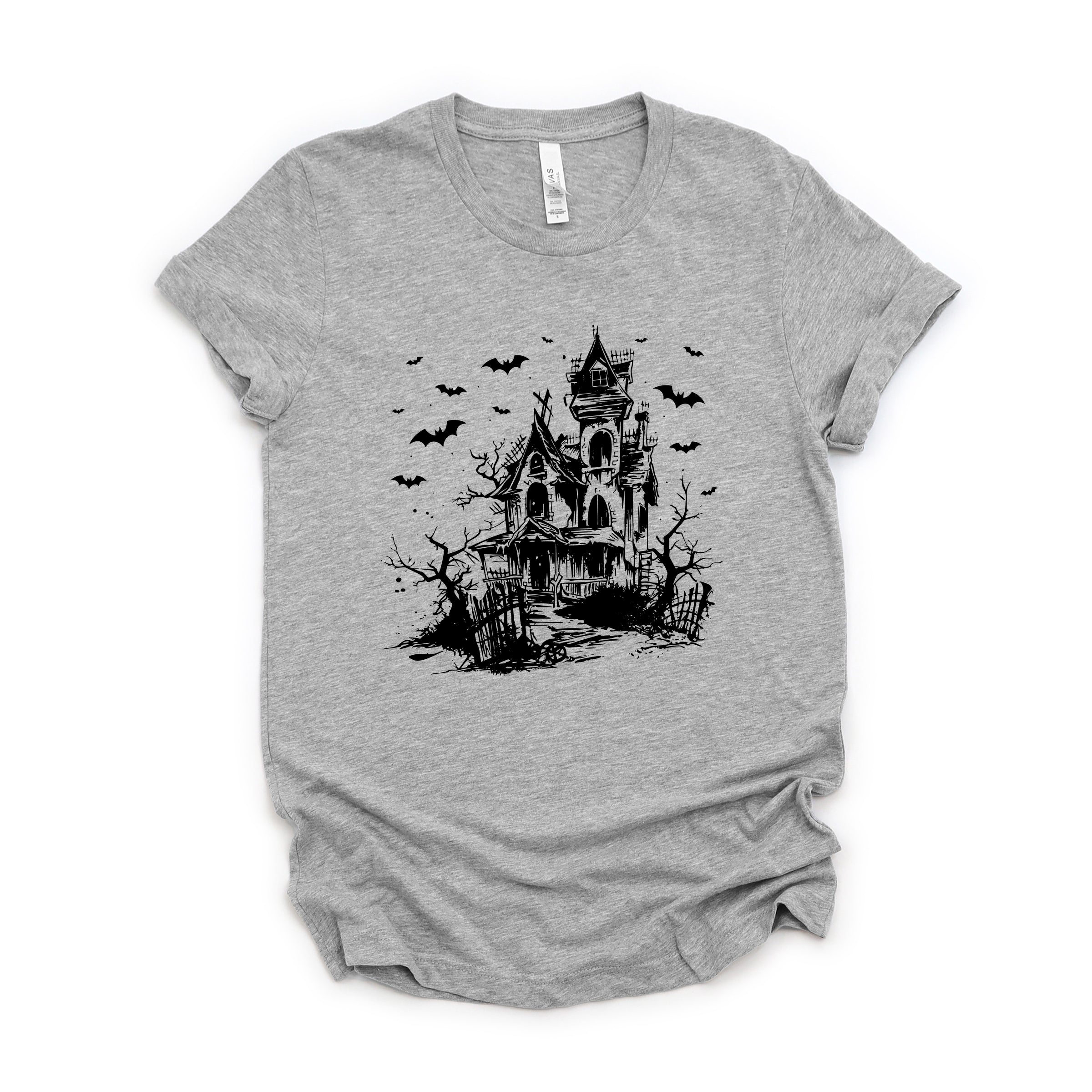 Haunted House And Bats - Women's Short Sleeve Graphic T-Shirt