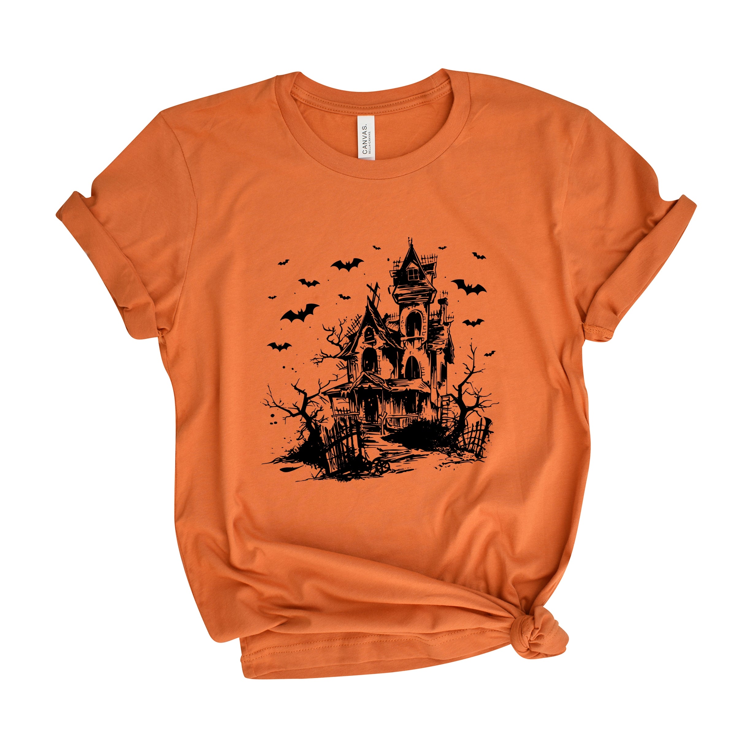 Haunted House And Bats - Women's Short Sleeve Graphic T-Shirt