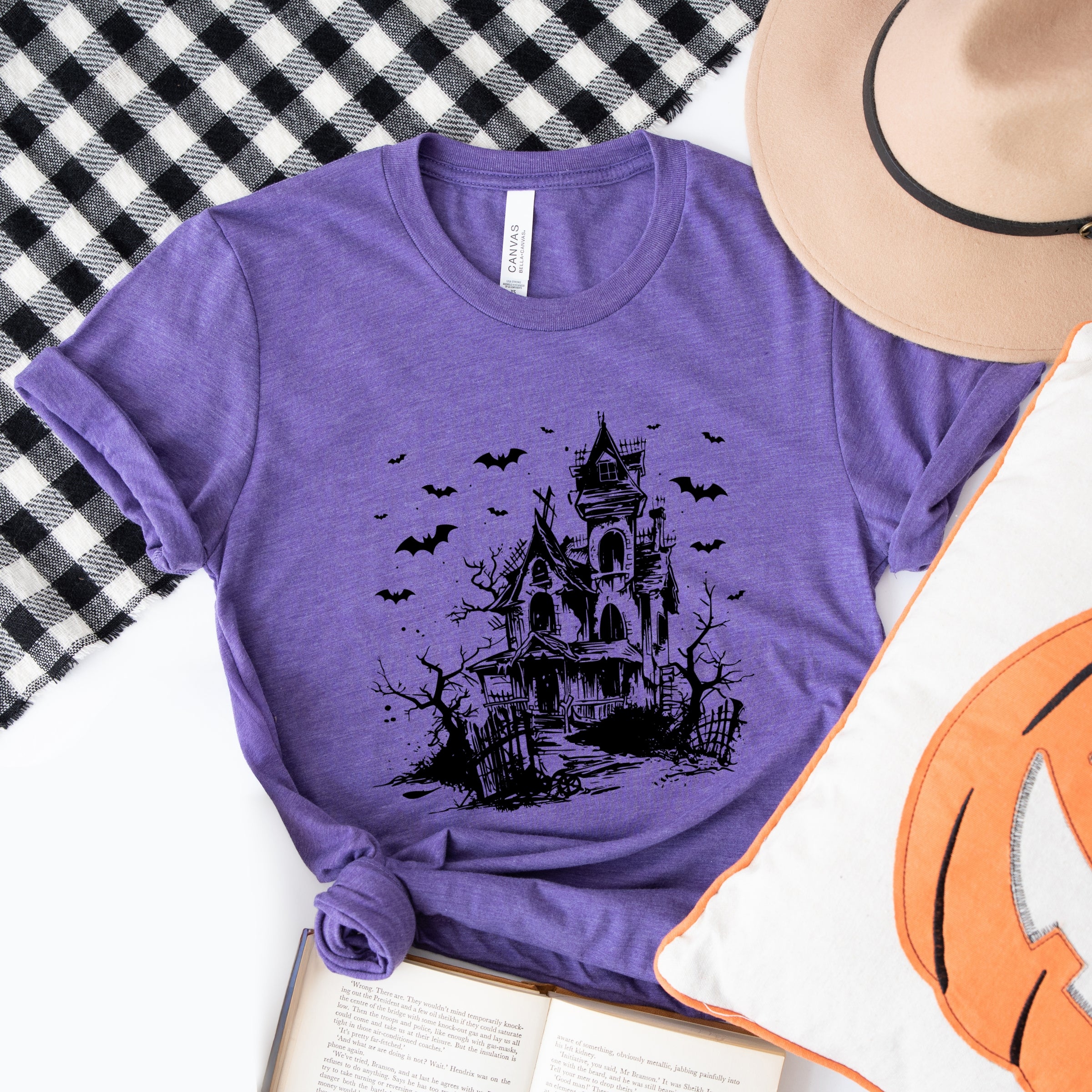 Haunted House And Bats - Women's Short Sleeve Graphic T-Shirt