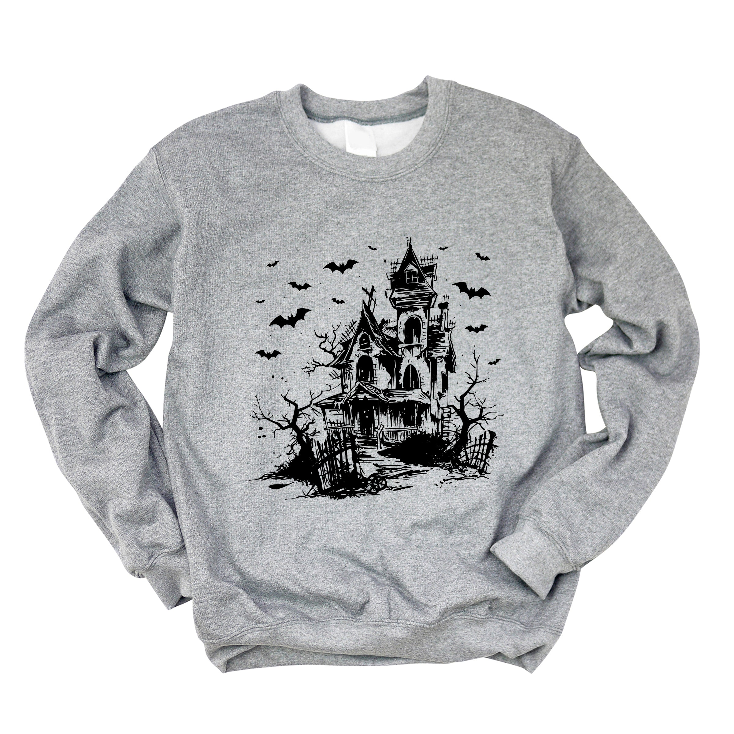 Haunted House And Bats - Women's Graphic Sweatshirt