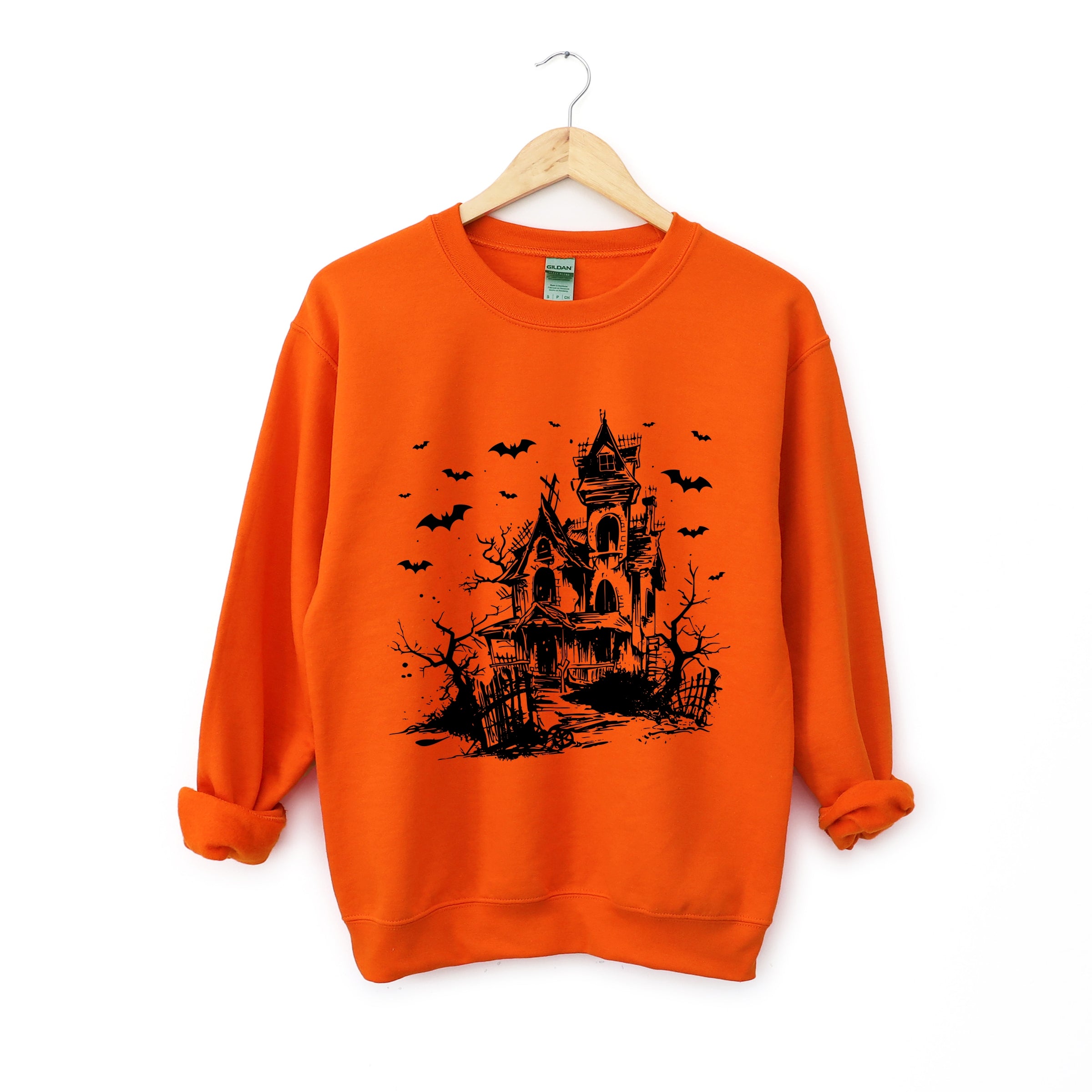 Haunted House And Bats - Women's Graphic Sweatshirt