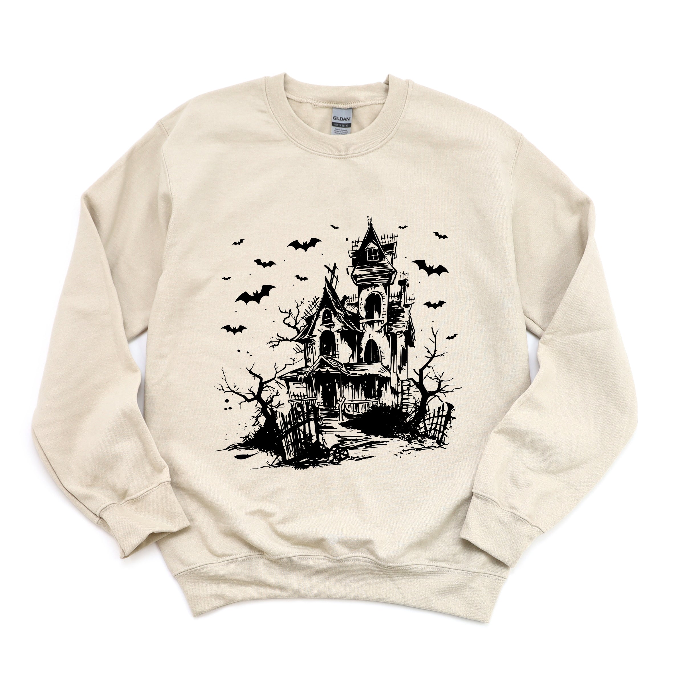 Haunted House And Bats - Women's Graphic Sweatshirt