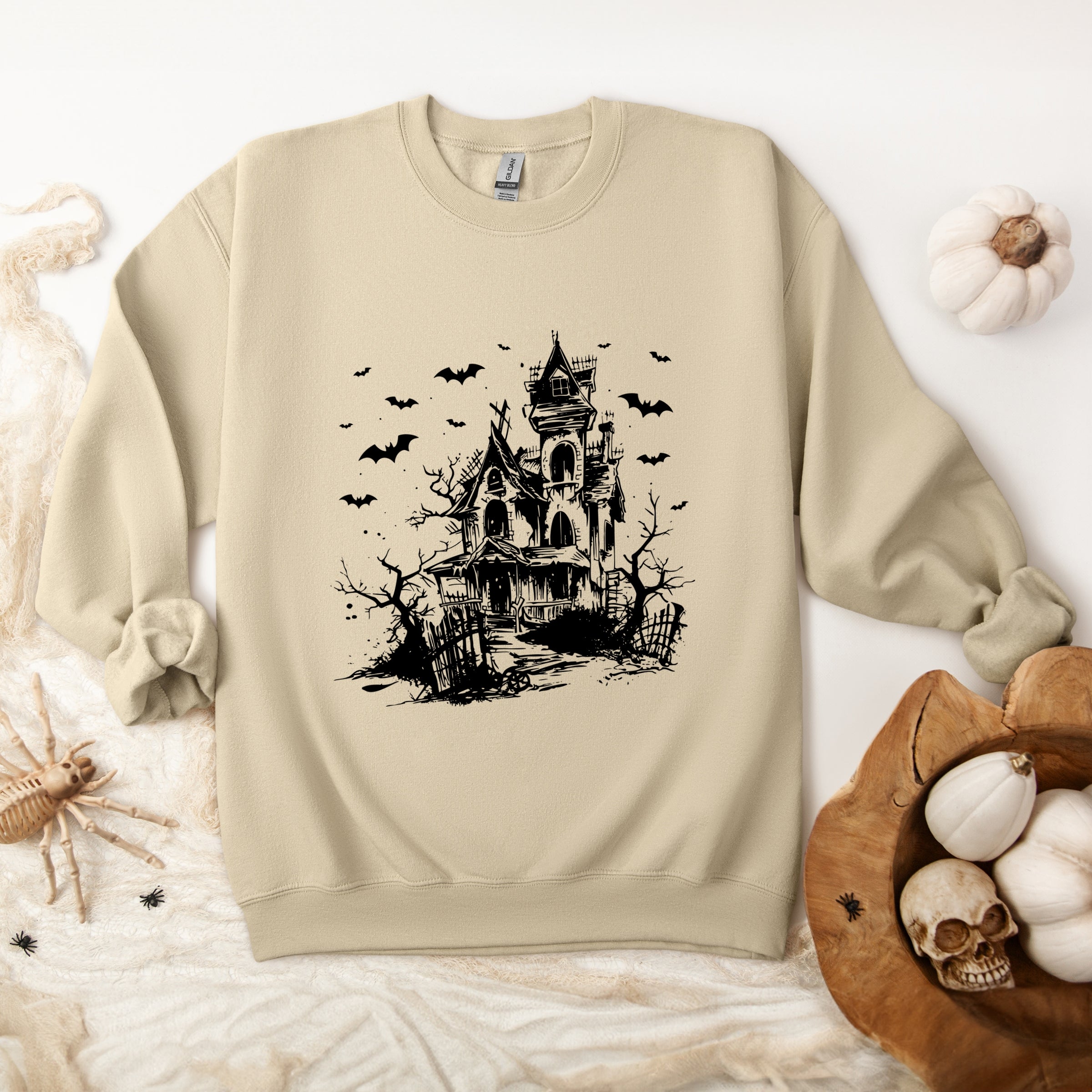 Haunted House And Bats - Women's Graphic Sweatshirt