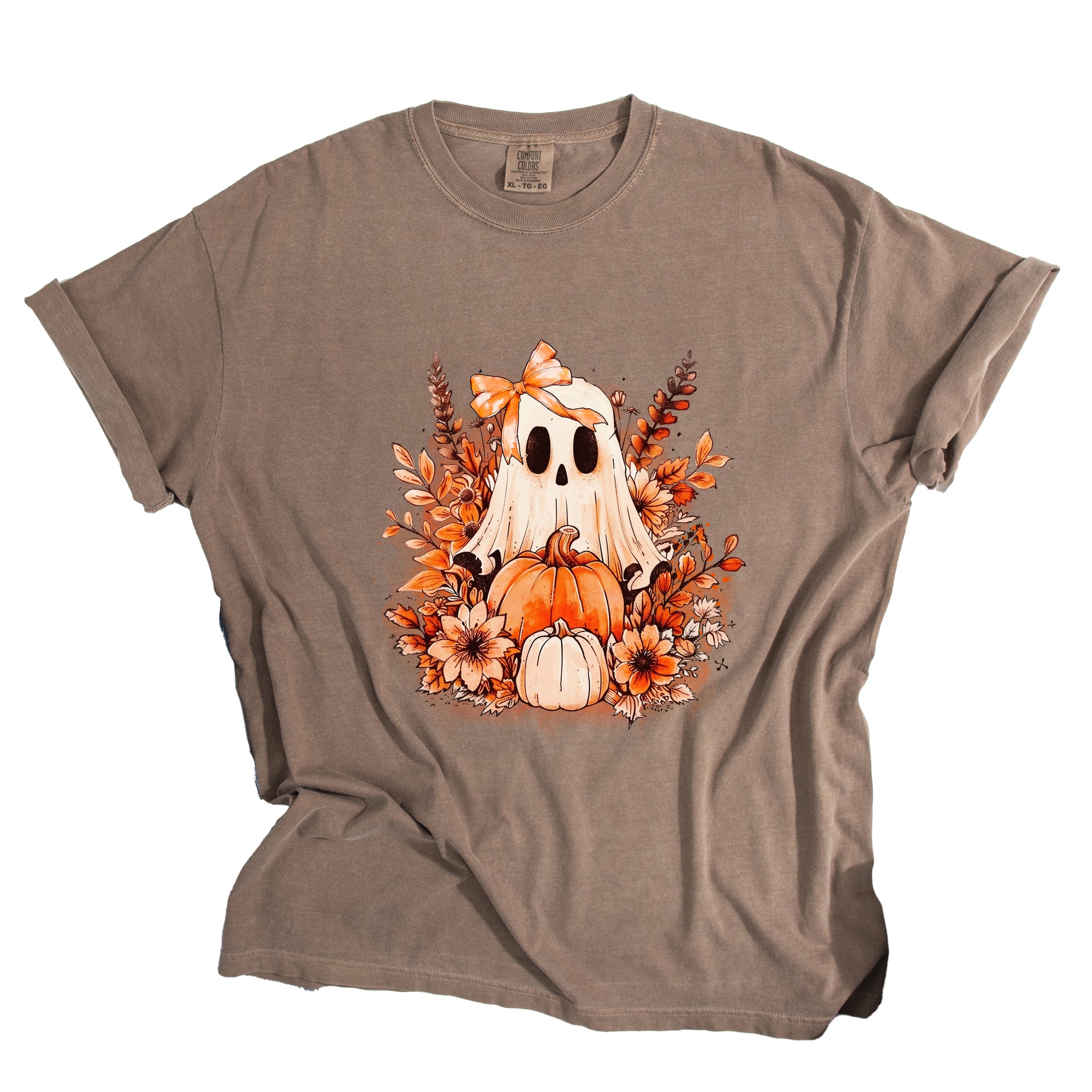 Girl Ghost Floral - Women's Garment Dyed Graphic T-Shirt