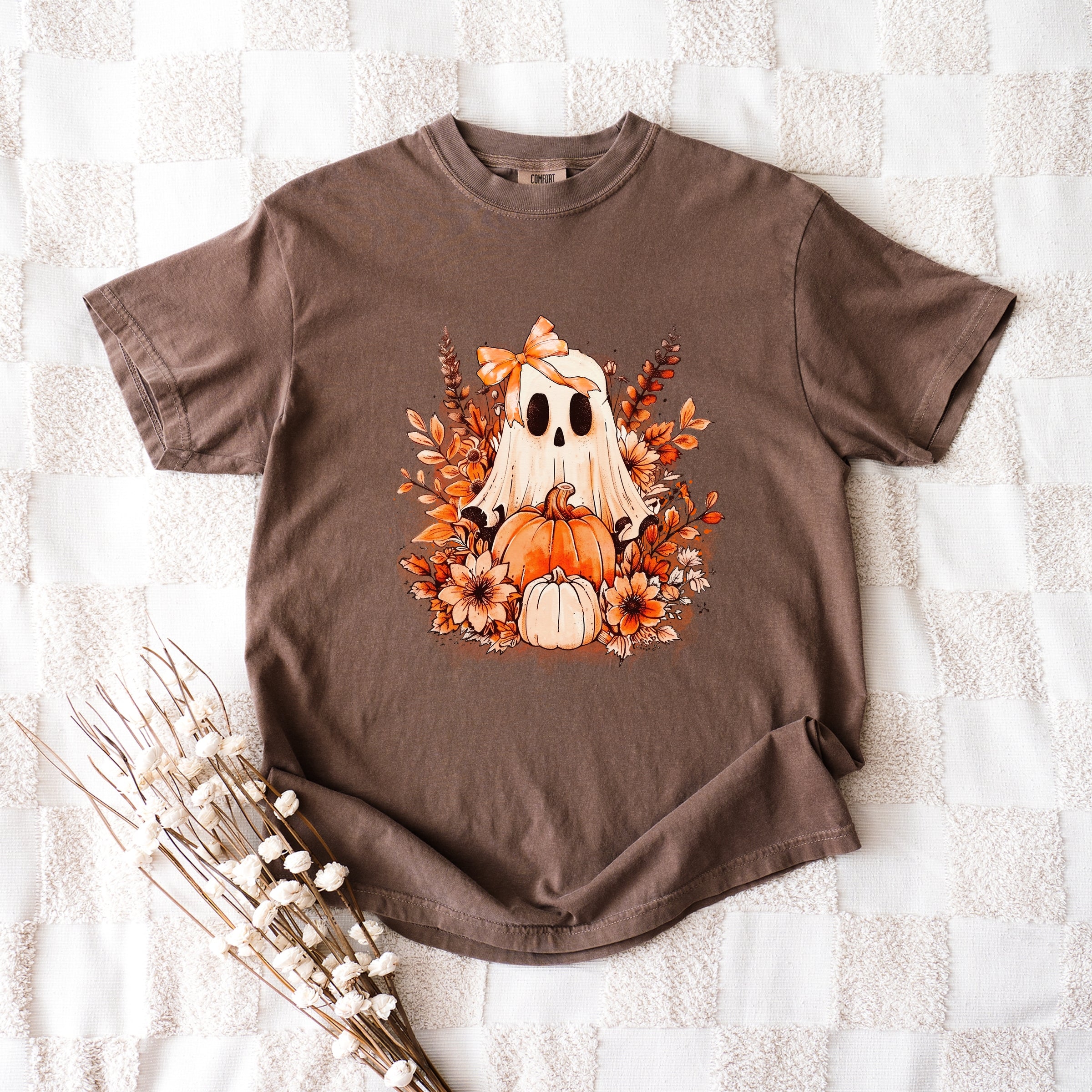 Girl Ghost Floral - Women's Garment Dyed Graphic T-Shirt