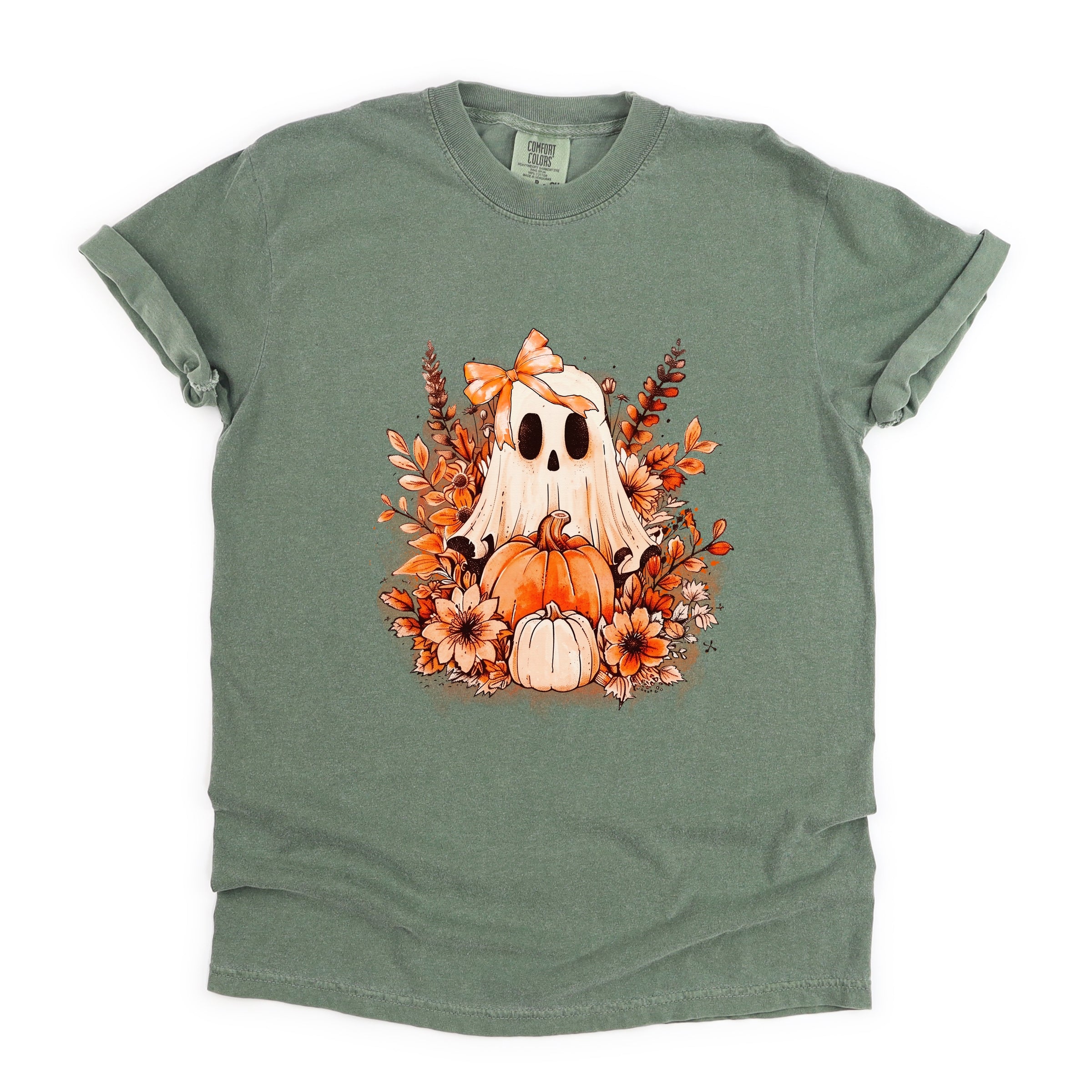 Girl Ghost Floral - Women's Garment Dyed Graphic T-Shirt