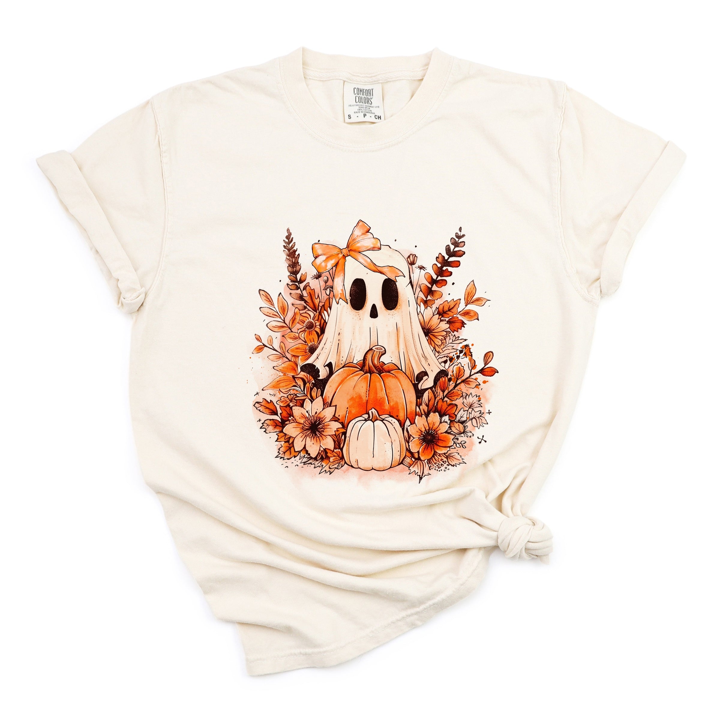 Girl Ghost Floral - Women's Garment Dyed Graphic T-Shirt