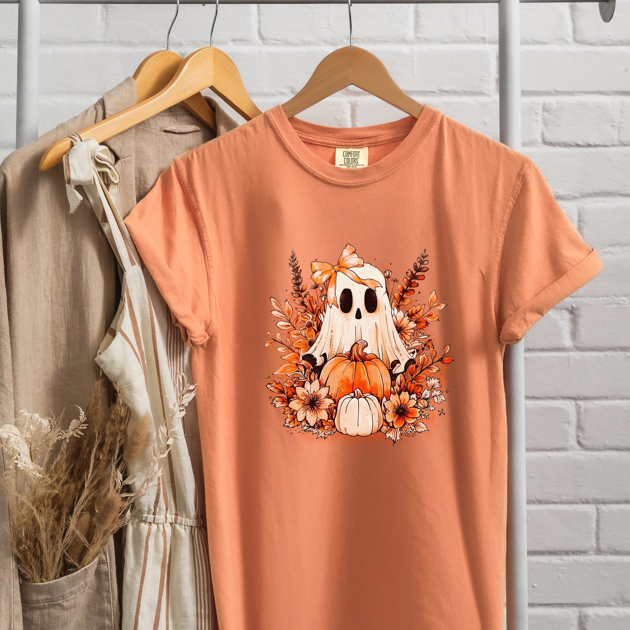 Girl Ghost Floral - Women's Garment Dyed Graphic T-Shirt