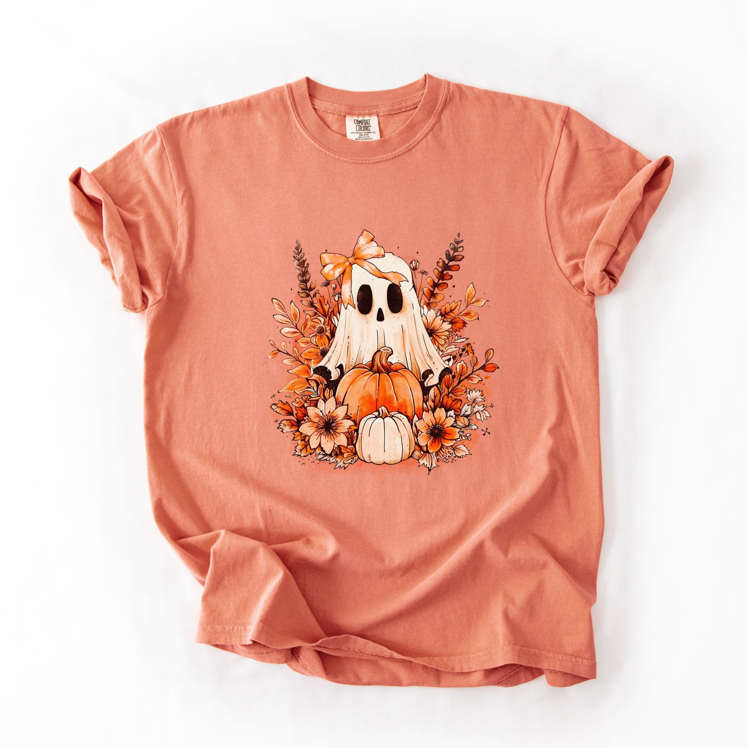Girl Ghost Floral - Women's Garment Dyed Graphic T-Shirt