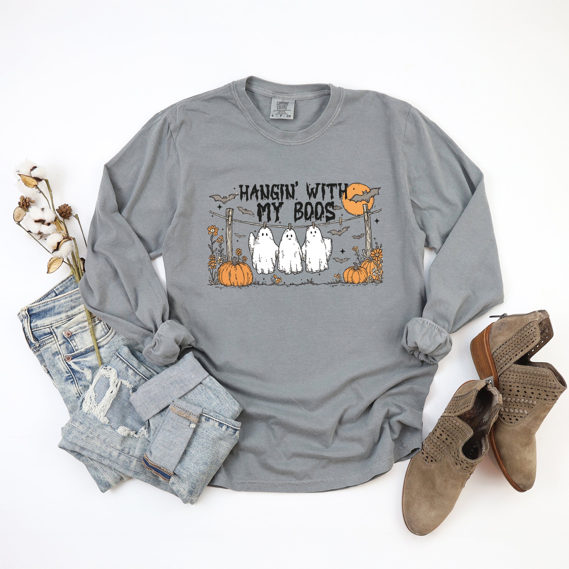 Hangin' With My Boos - Garment Dyed Long Sleeve