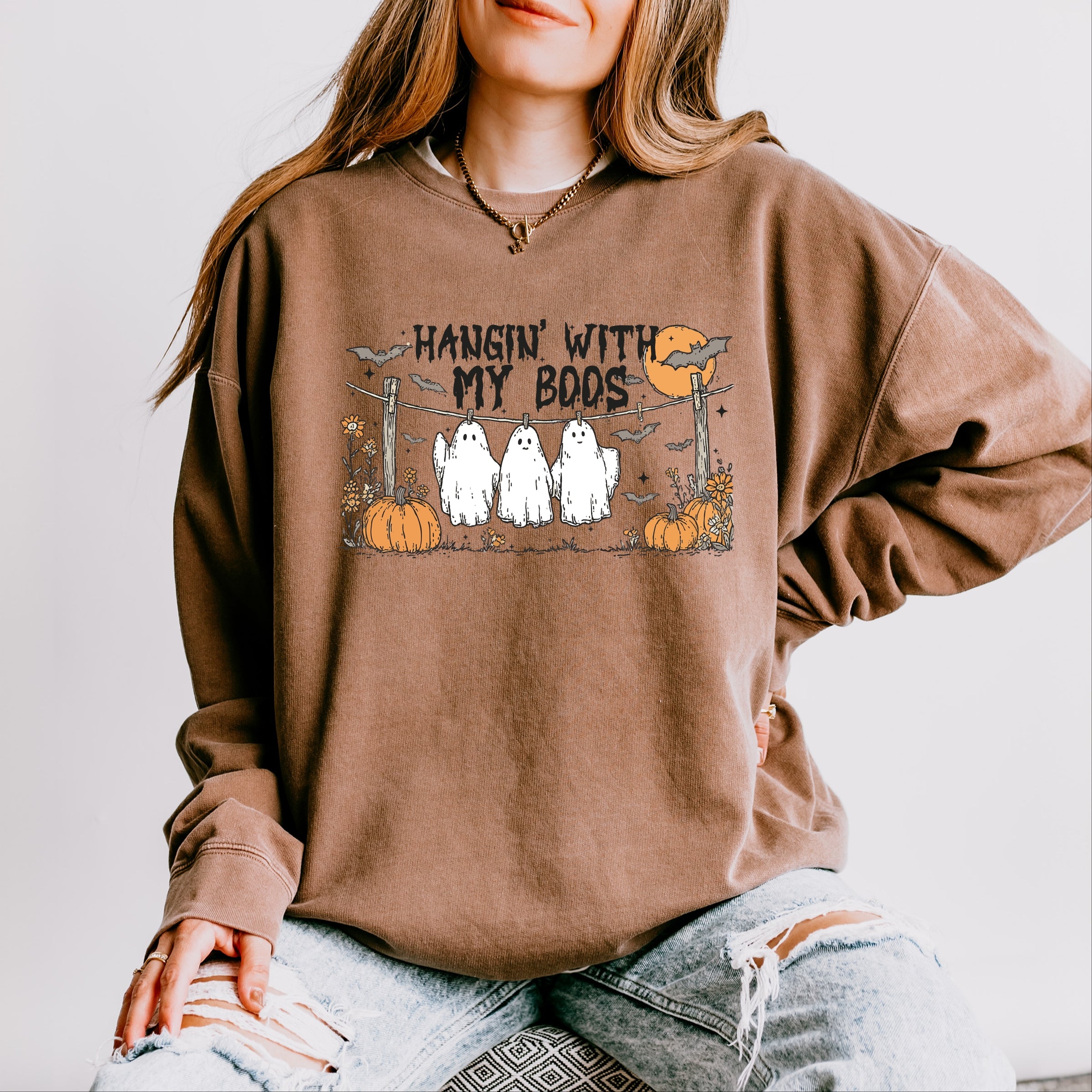 Hangin' With My Boos - Lightweight Garment Dyed Sweatshirt