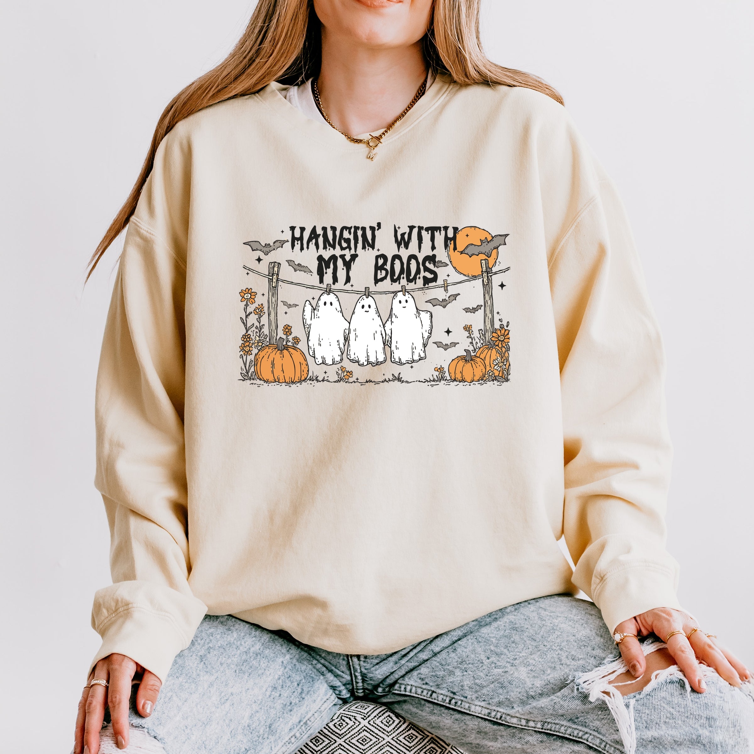Hangin' With My Boos - Lightweight Garment Dyed Sweatshirt