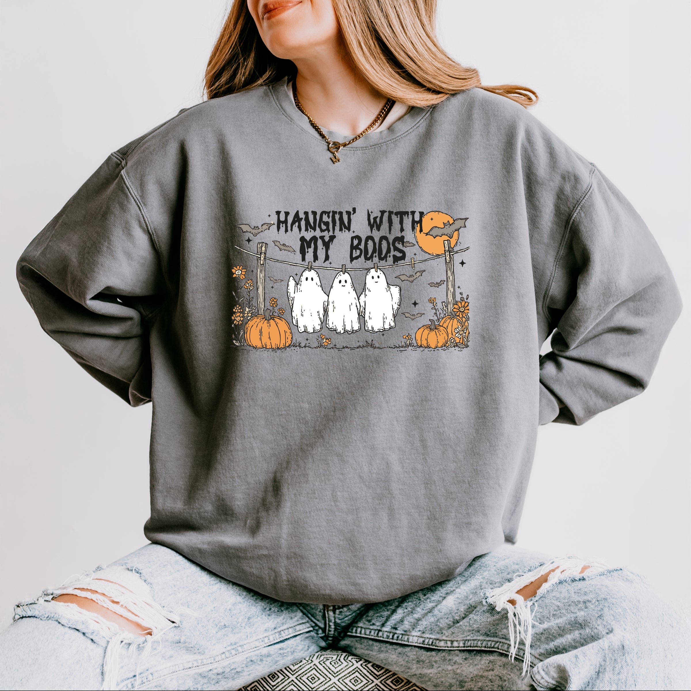 Hangin' With My Boos - Lightweight Garment Dyed Sweatshirt