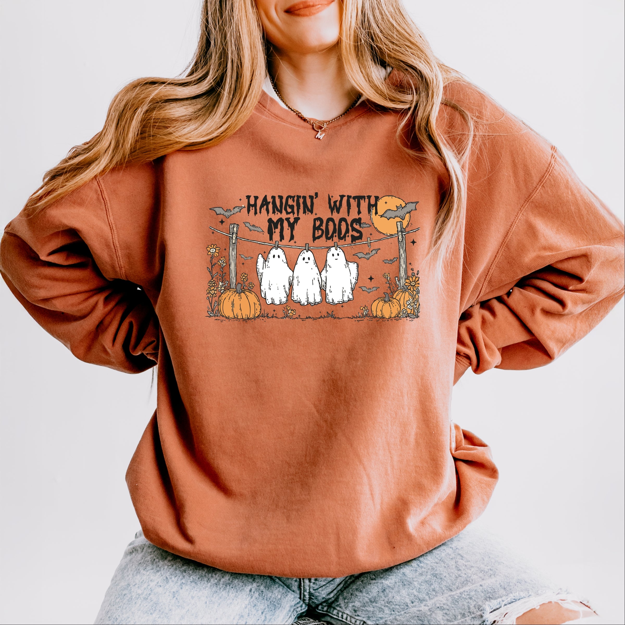 Hangin' With My Boos - Lightweight Garment Dyed Sweatshirt