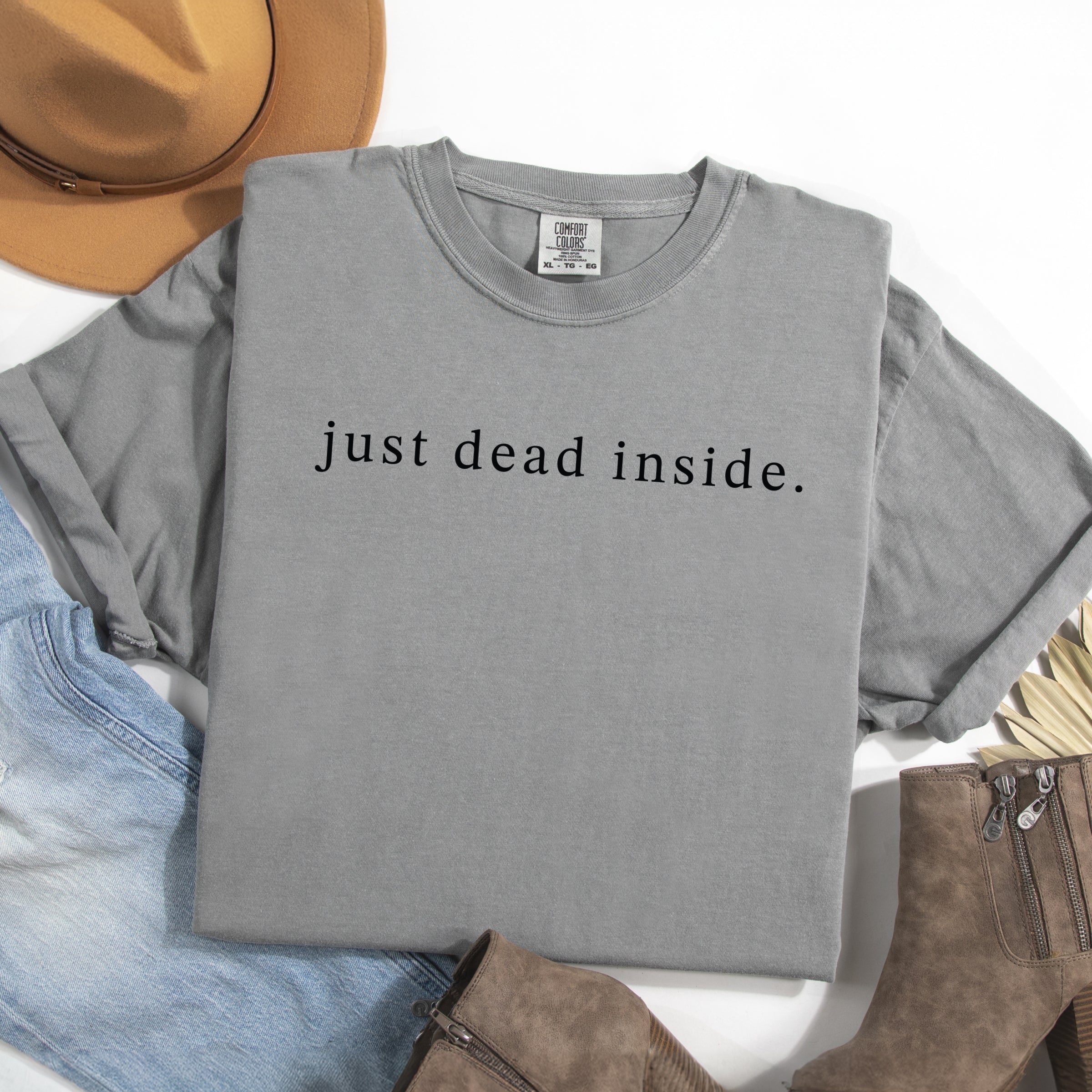 Just Dead Inside Typewriter - Womens Garment Dyed Tee
