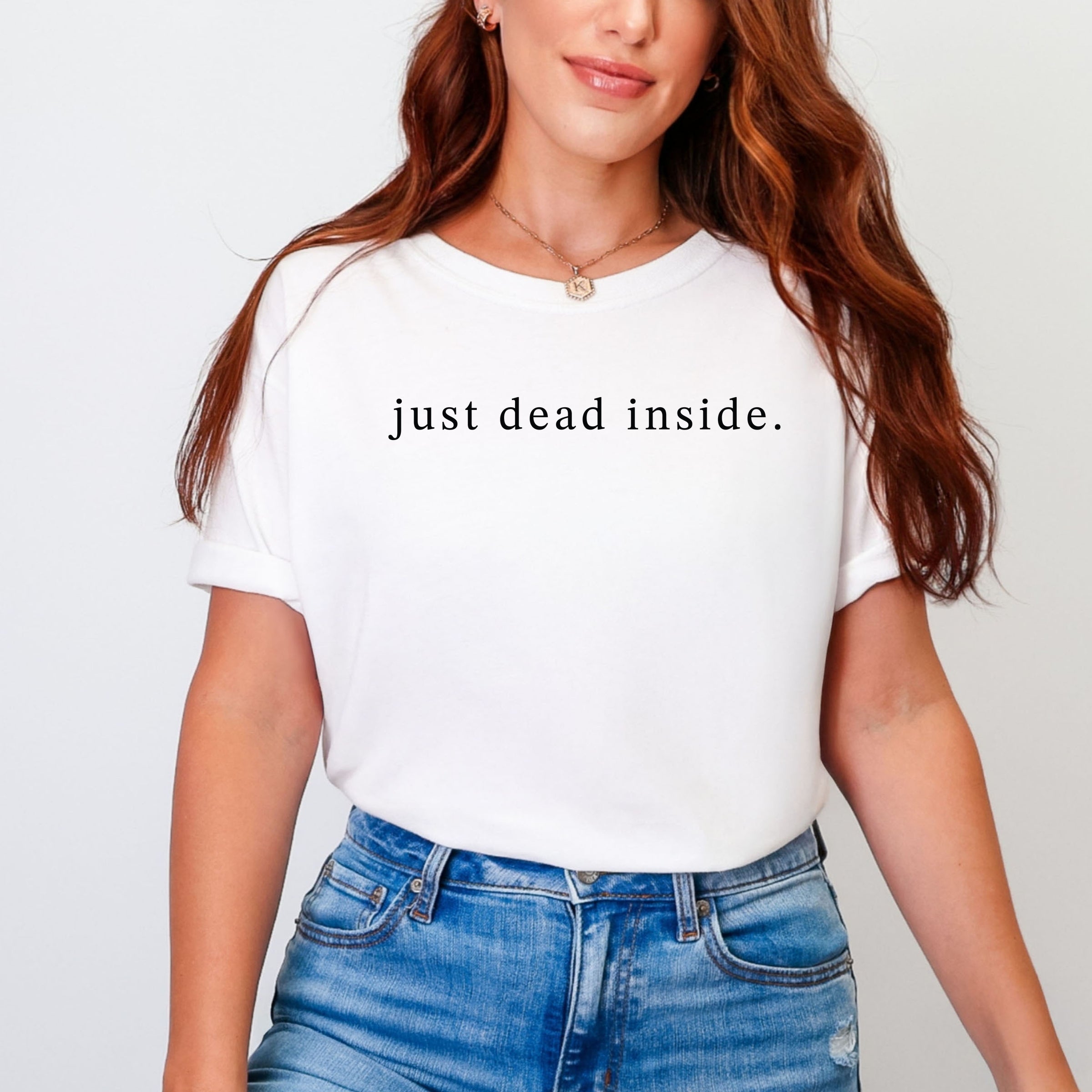 Just Dead Inside Typewriter - Women's Garment Dyed Tee