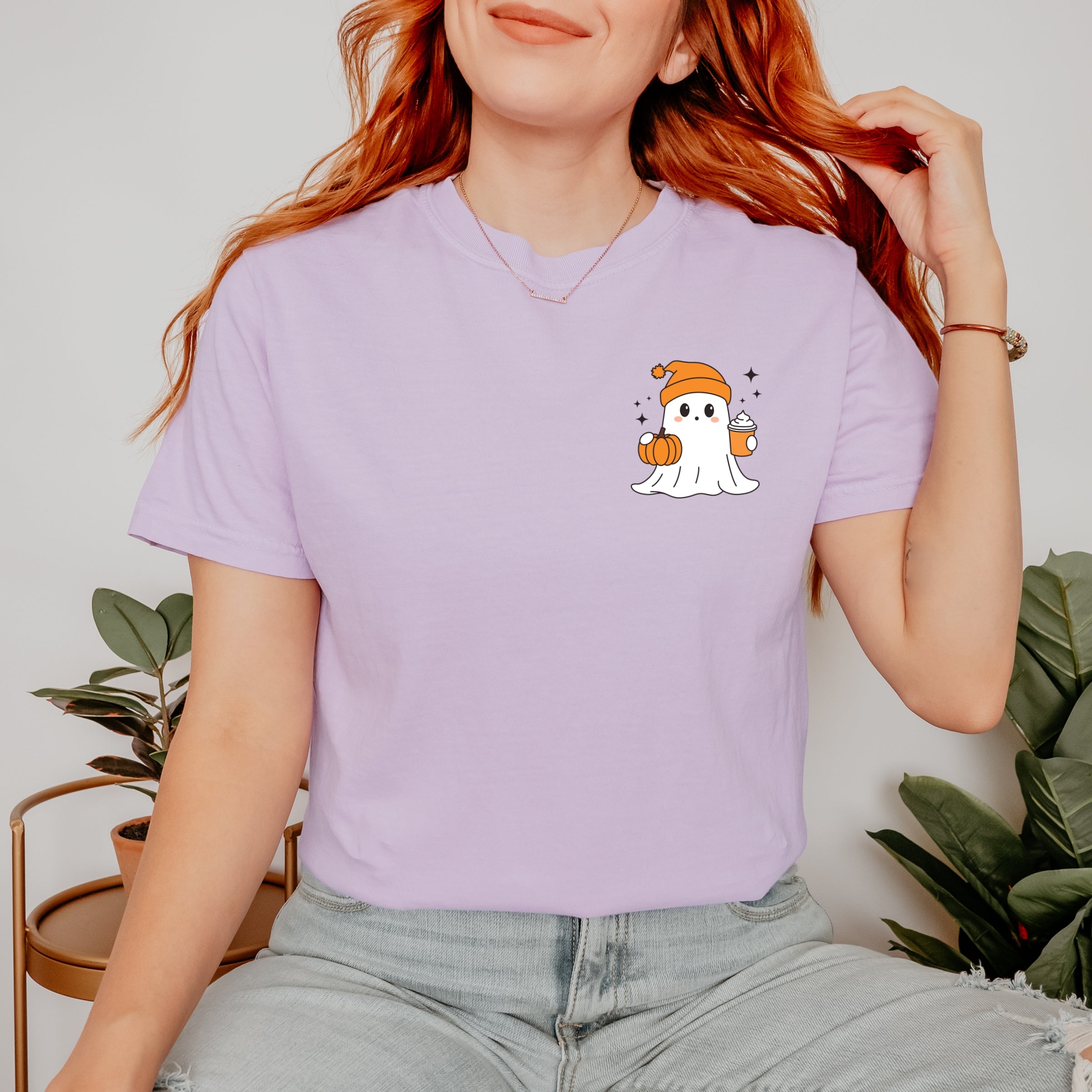 Ghost Pumpkin Spice Sparkle - Women's Garment Dyed Graphic T-Shirt