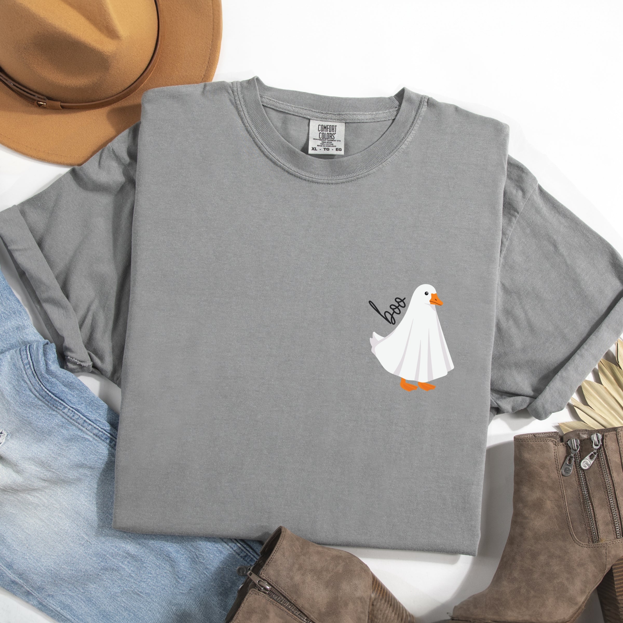 Boo Ghost Goose - Women's Garment Dyed Graphic T-Shirt