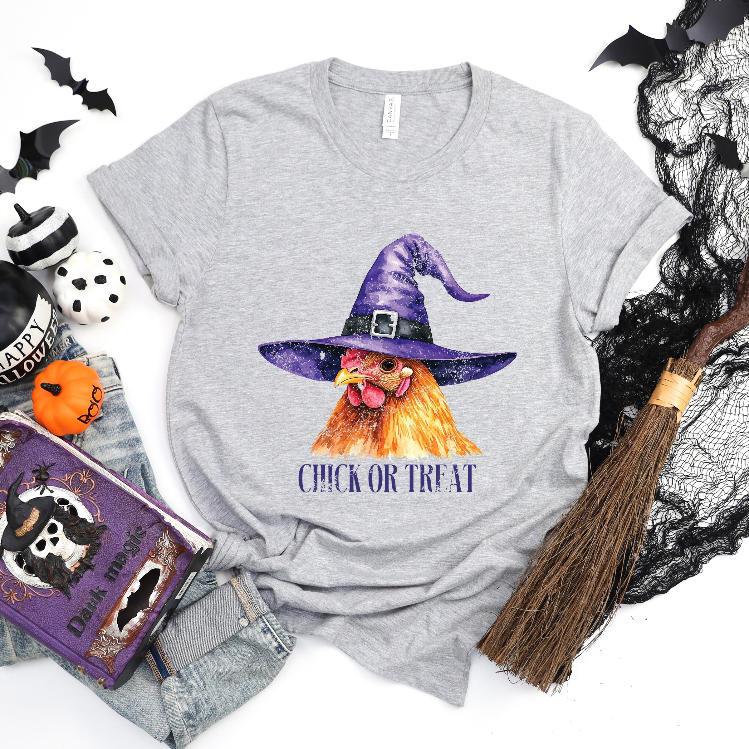 Chick Or Treat Watercolor Distressed - Women's Short Sleeve Graphic T-Shirt
