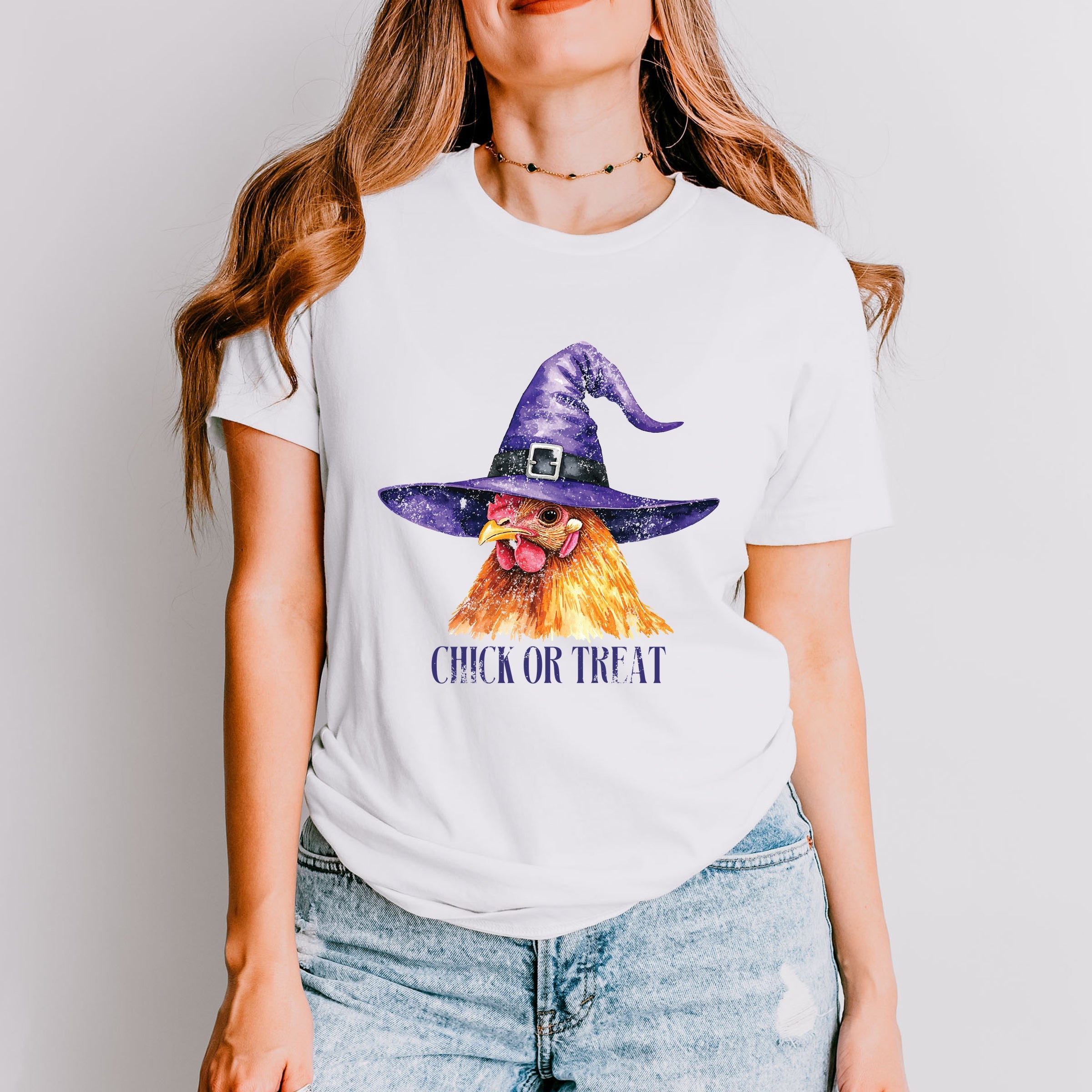 Chick Or Treat Watercolor Distressed - Women's Short Sleeve Graphic T-Shirt